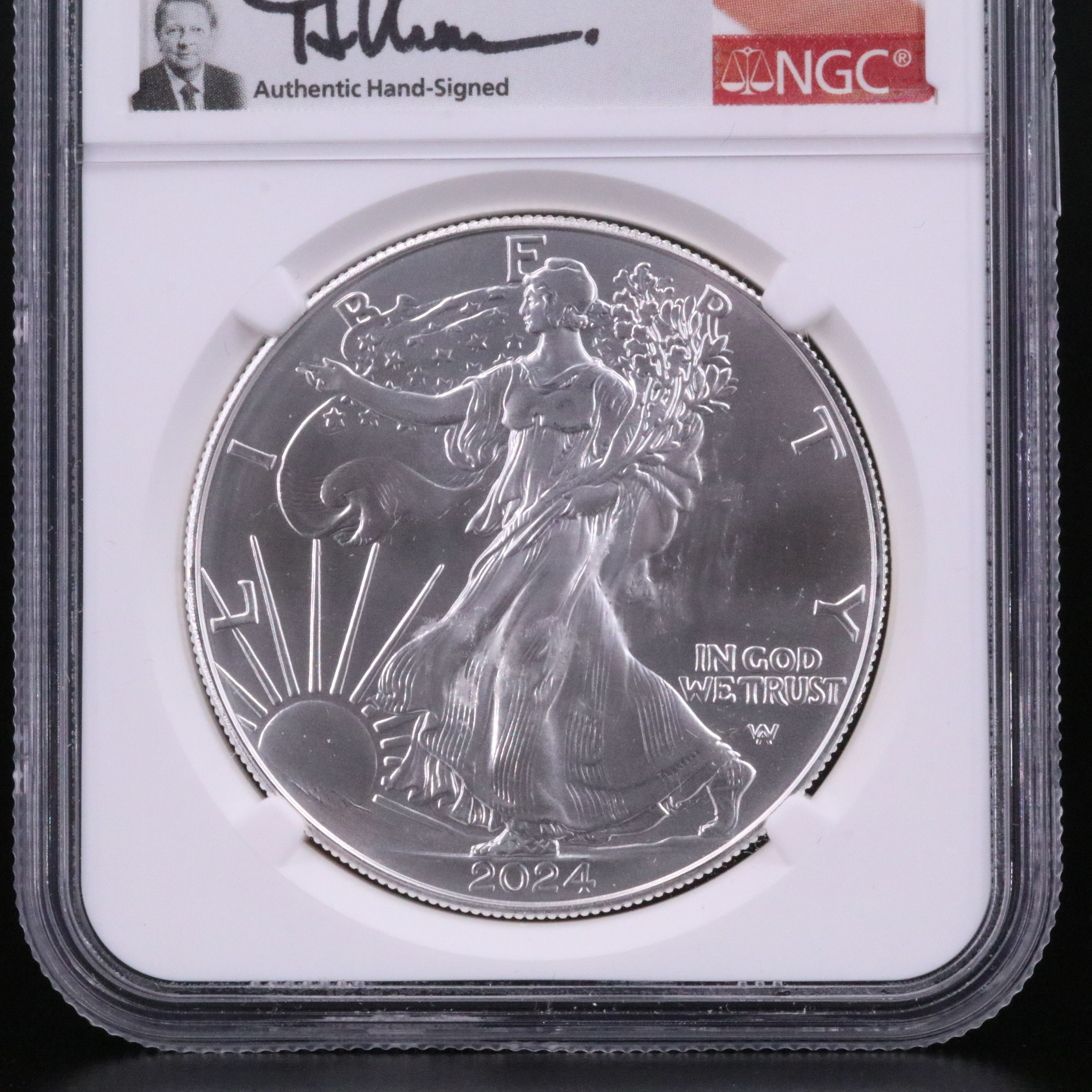 NGC Graded MS70 2024 $1 U.S. Silver Eagle Signed by Uram