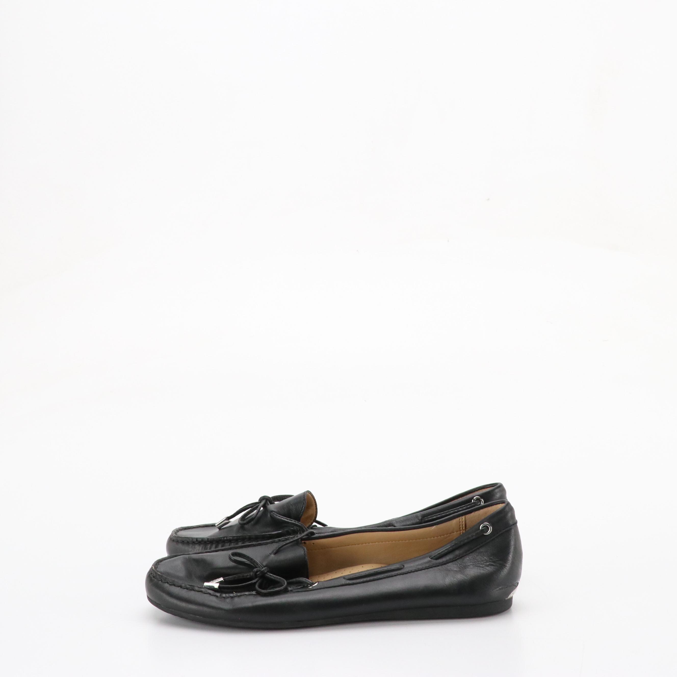MICHAEL Michael Kors Black Leather Moccasin Loafers