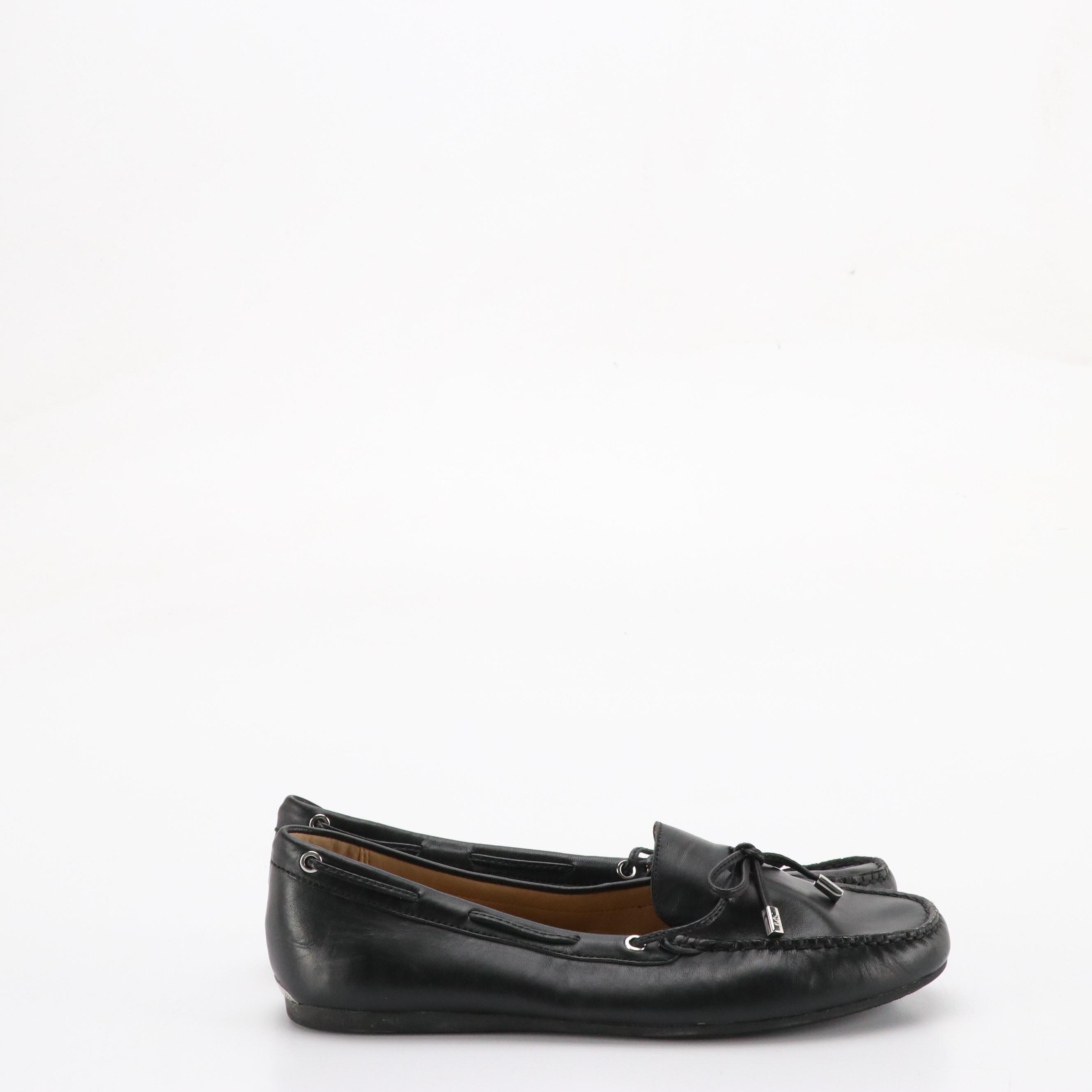 MICHAEL Michael Kors Black Leather Moccasin Loafers