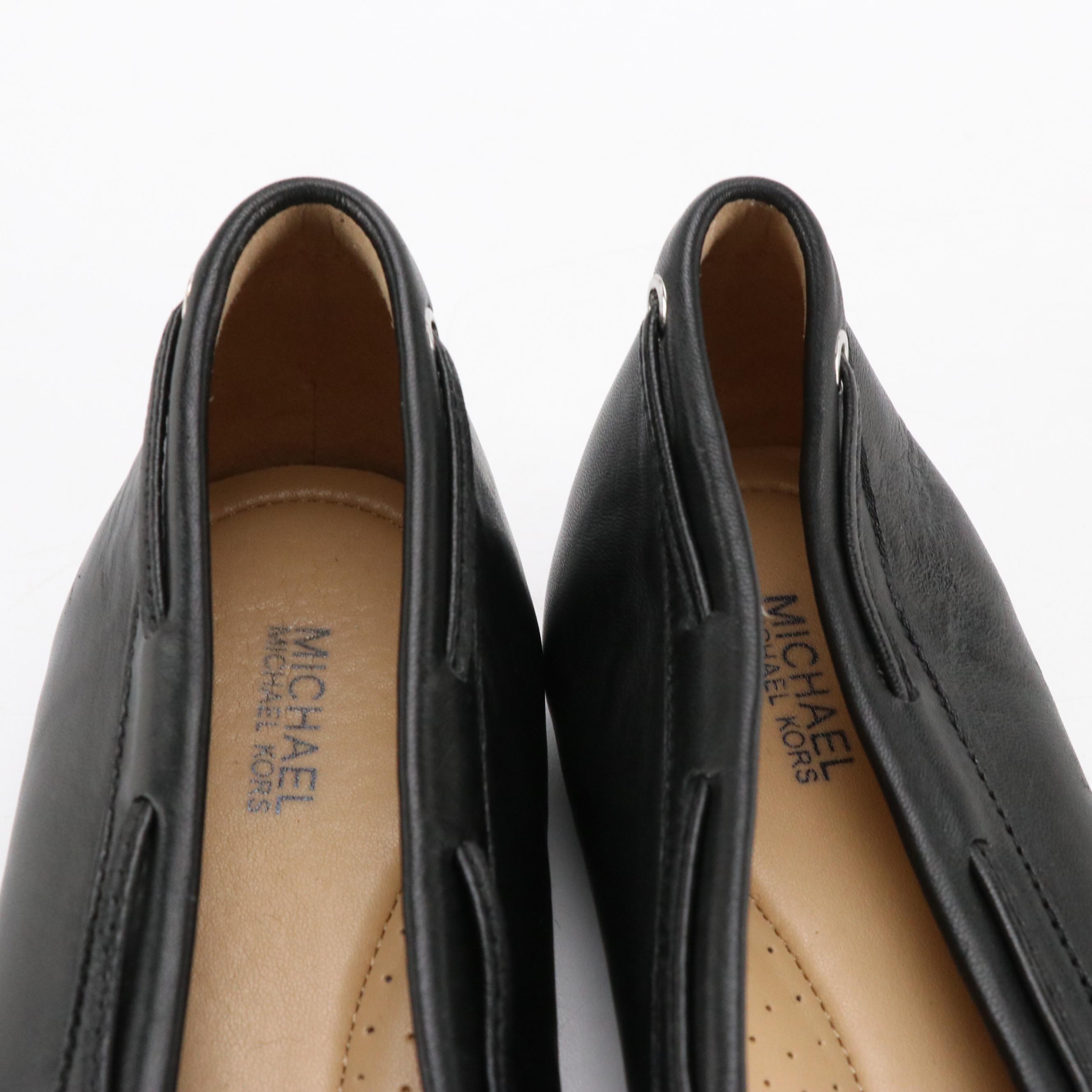 MICHAEL Michael Kors Black Leather Moccasin Loafers