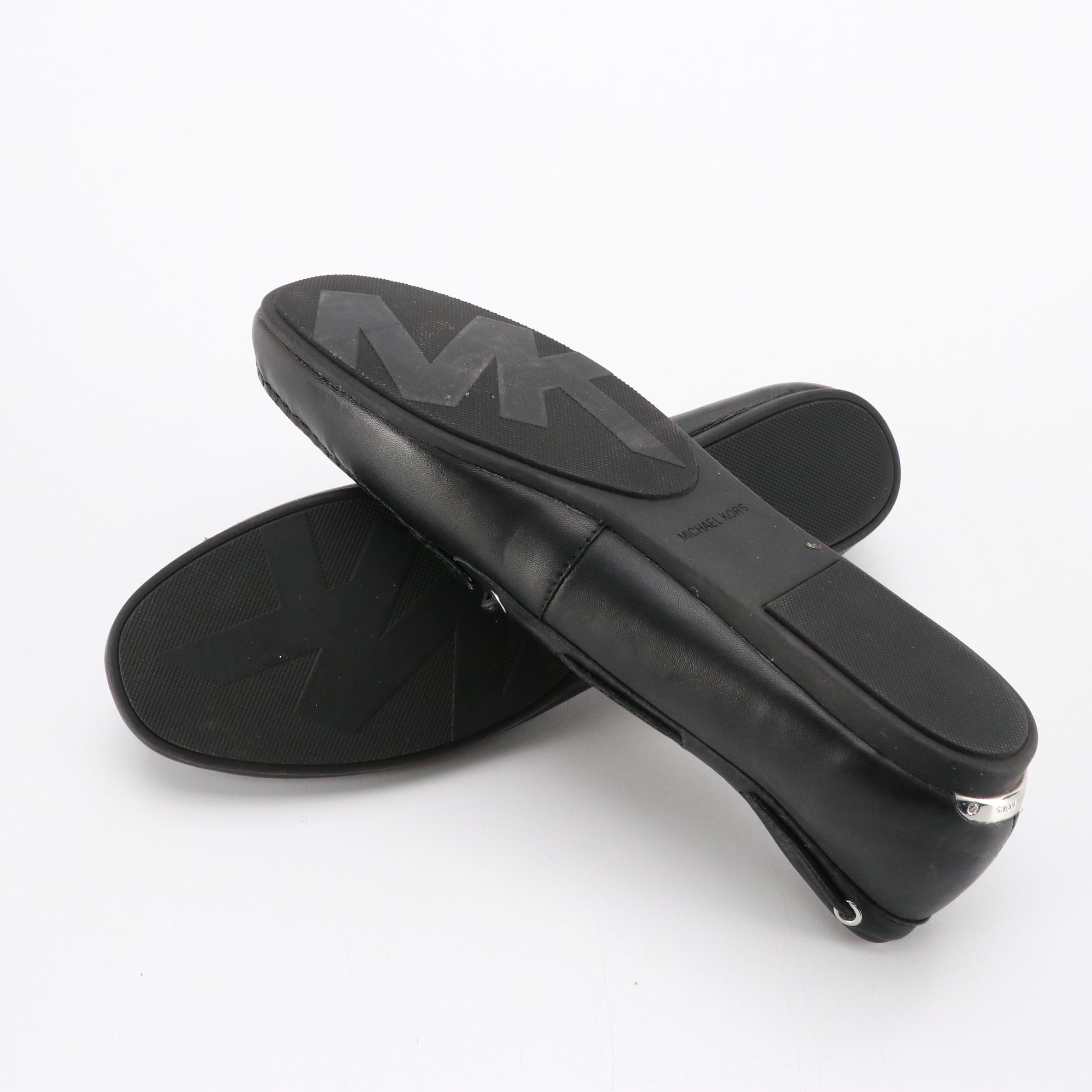 MICHAEL Michael Kors Black Leather Moccasin Loafers