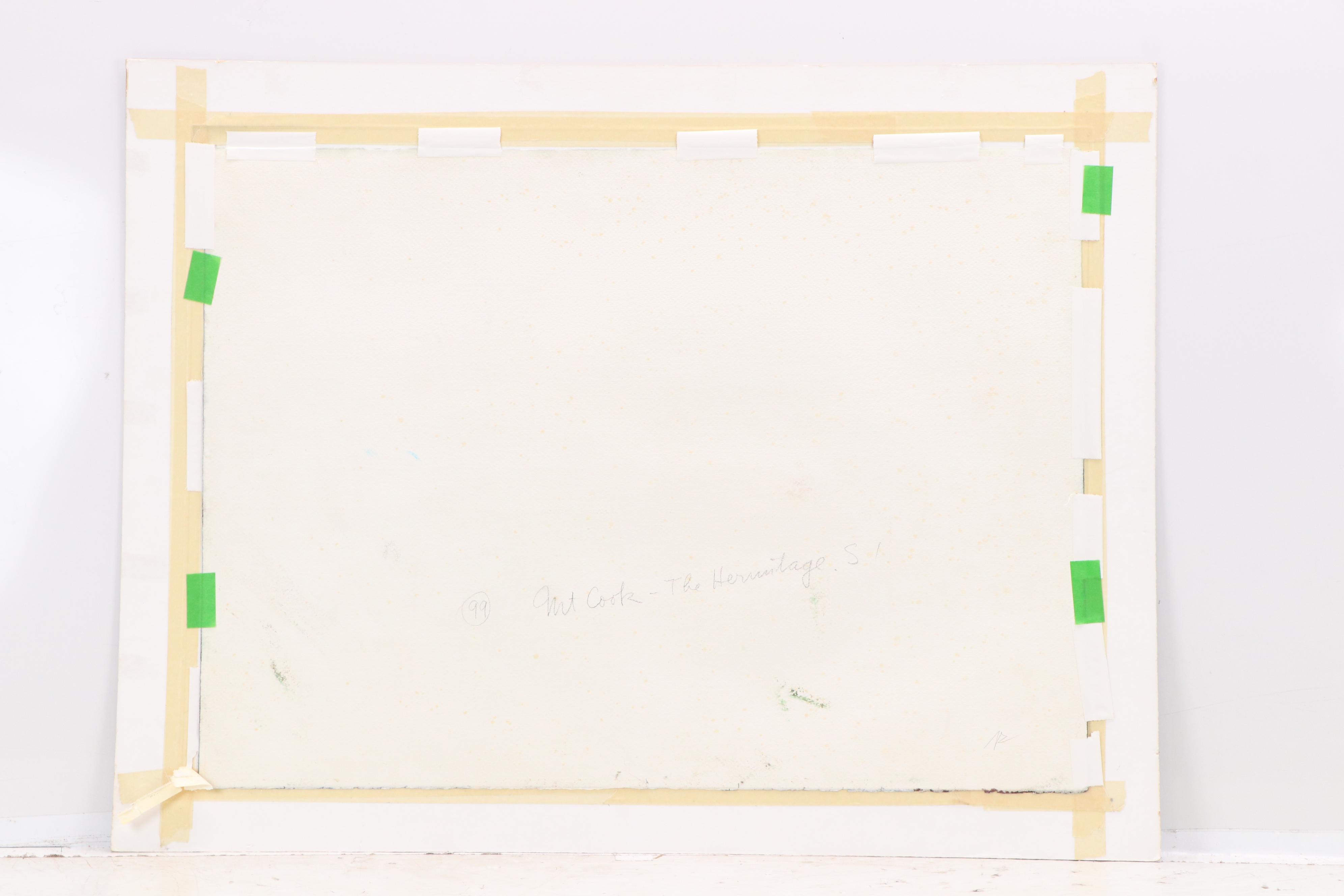 Mariano Ortuzar Winter Landscape Watercolor Painting of New Zealand's Mt. Cook