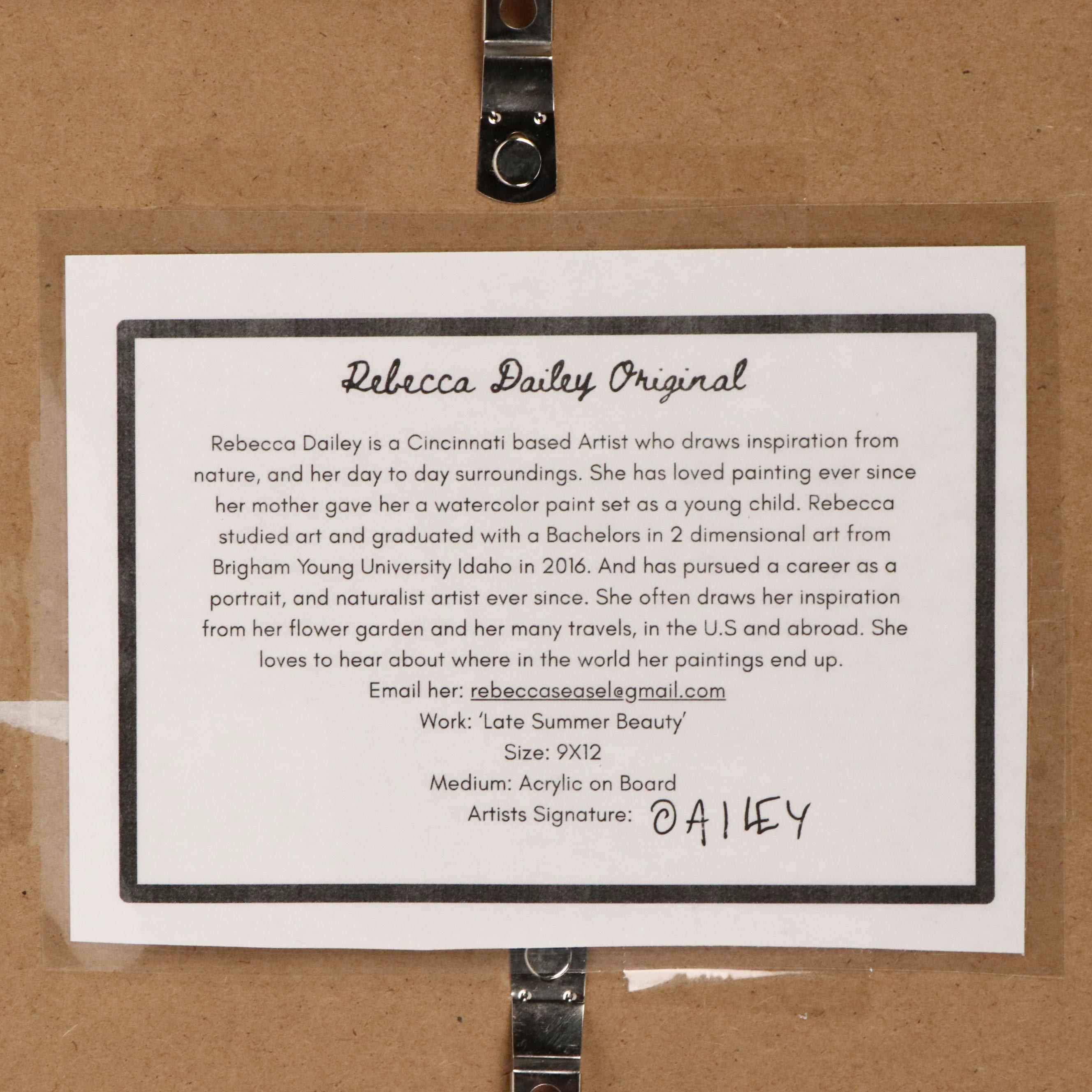 Rebecca Dailey Acrylic Painting  "Late Summer Beauty"