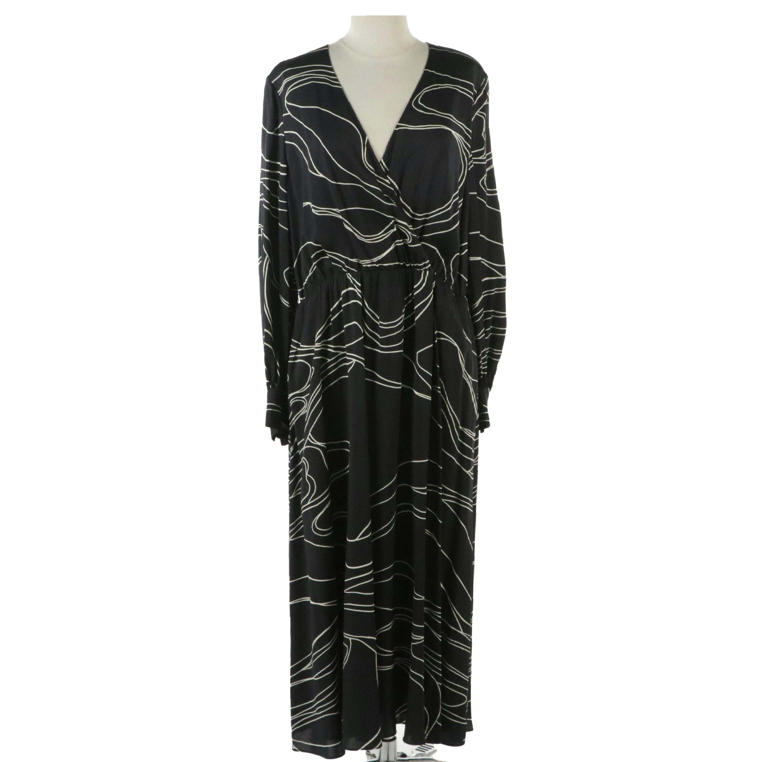 Lafayette 148 Abstract Print Surplice Bodice Evening Dress