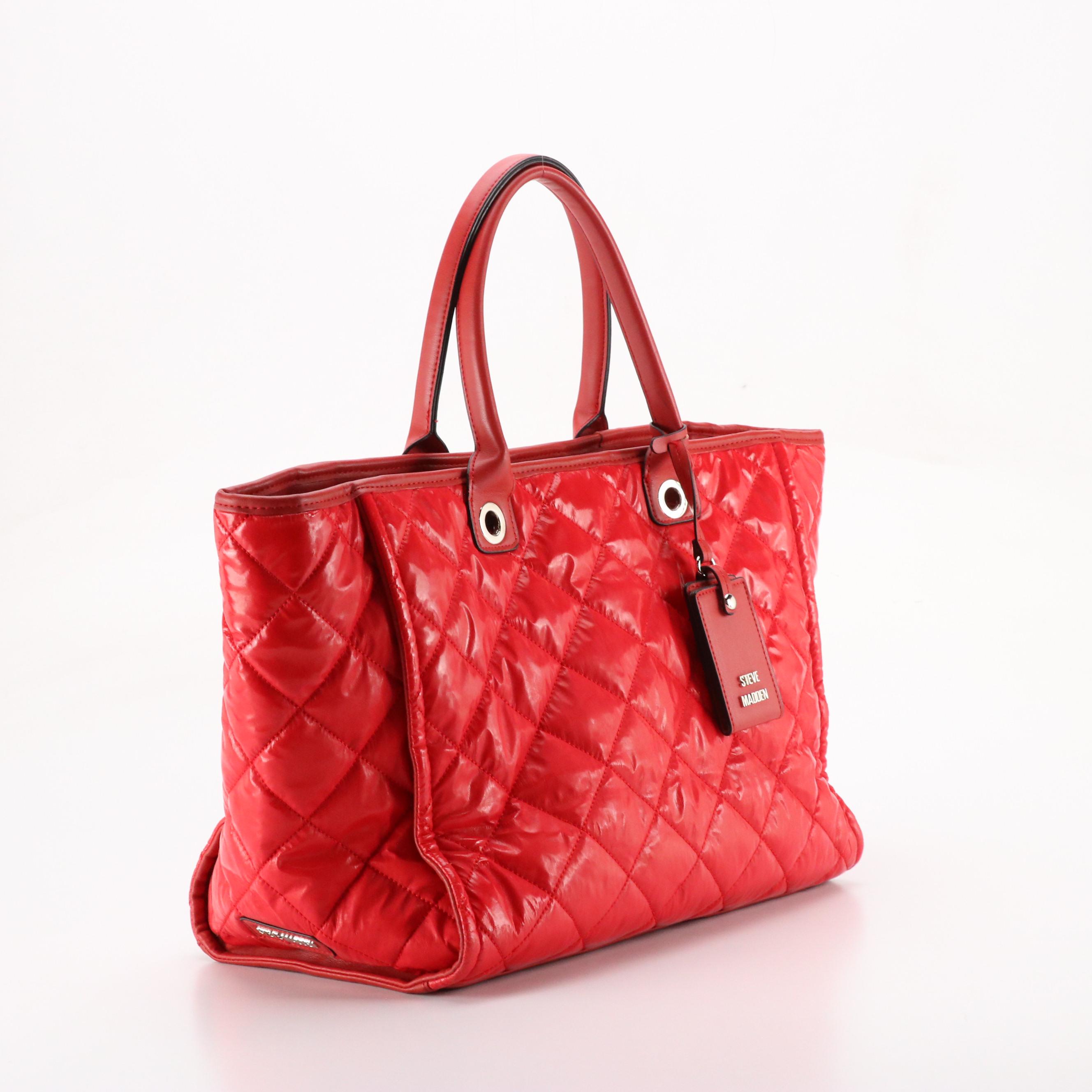 Kate Spade Black Leather Crossbody Bag, Steve Madden Red Quilted PU Tote Bag