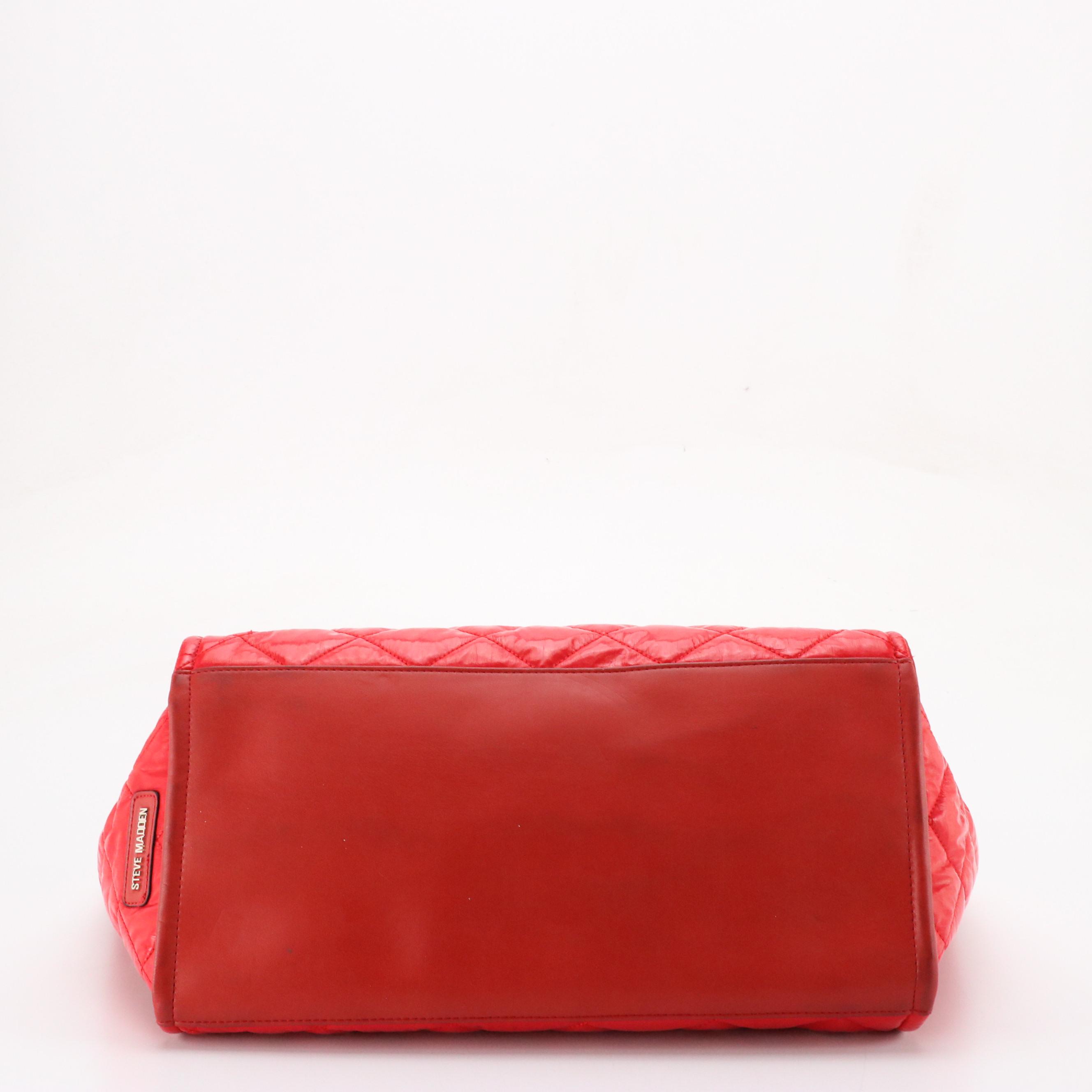 Kate Spade Black Leather Crossbody Bag, Steve Madden Red Quilted PU Tote Bag