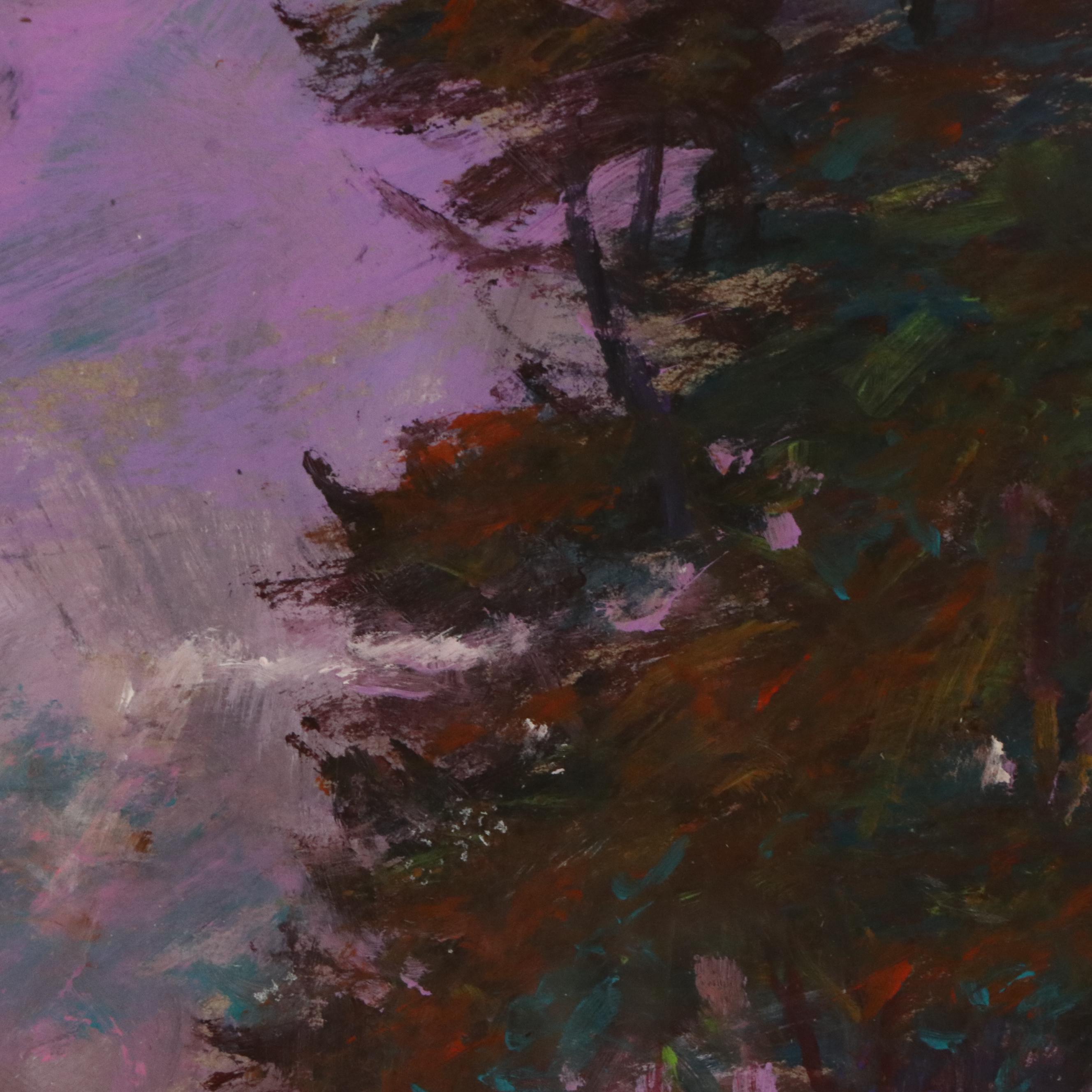 Robert Riddle Baker Acrylic Painting "Tree Kissed by the Setting Sun," 2025