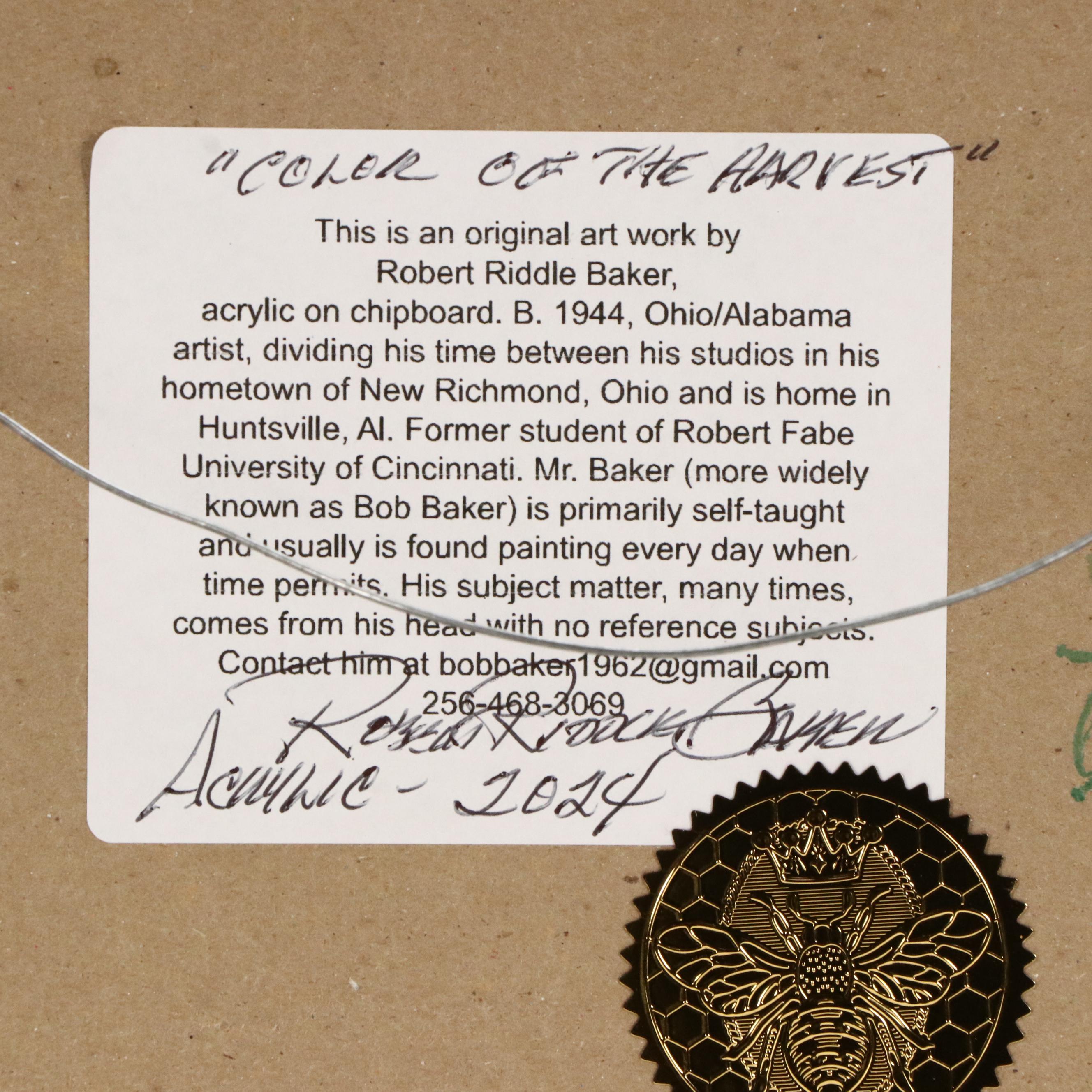 Robert Riddle Baker Acrylic Painting "Color of the Harvest," 2024