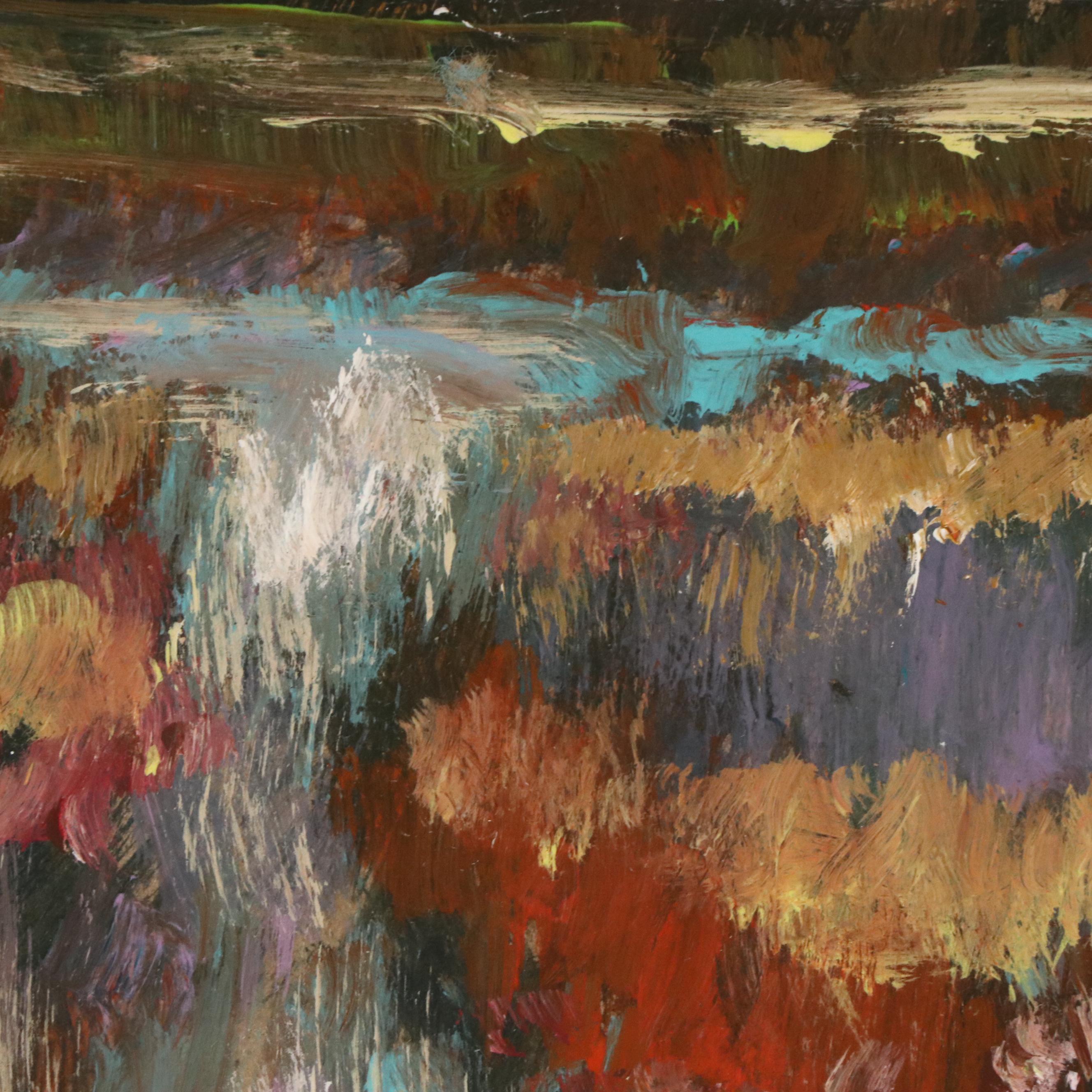 Robert Riddle Baker Acrylic Painting "Reflective Wetlands," 2024