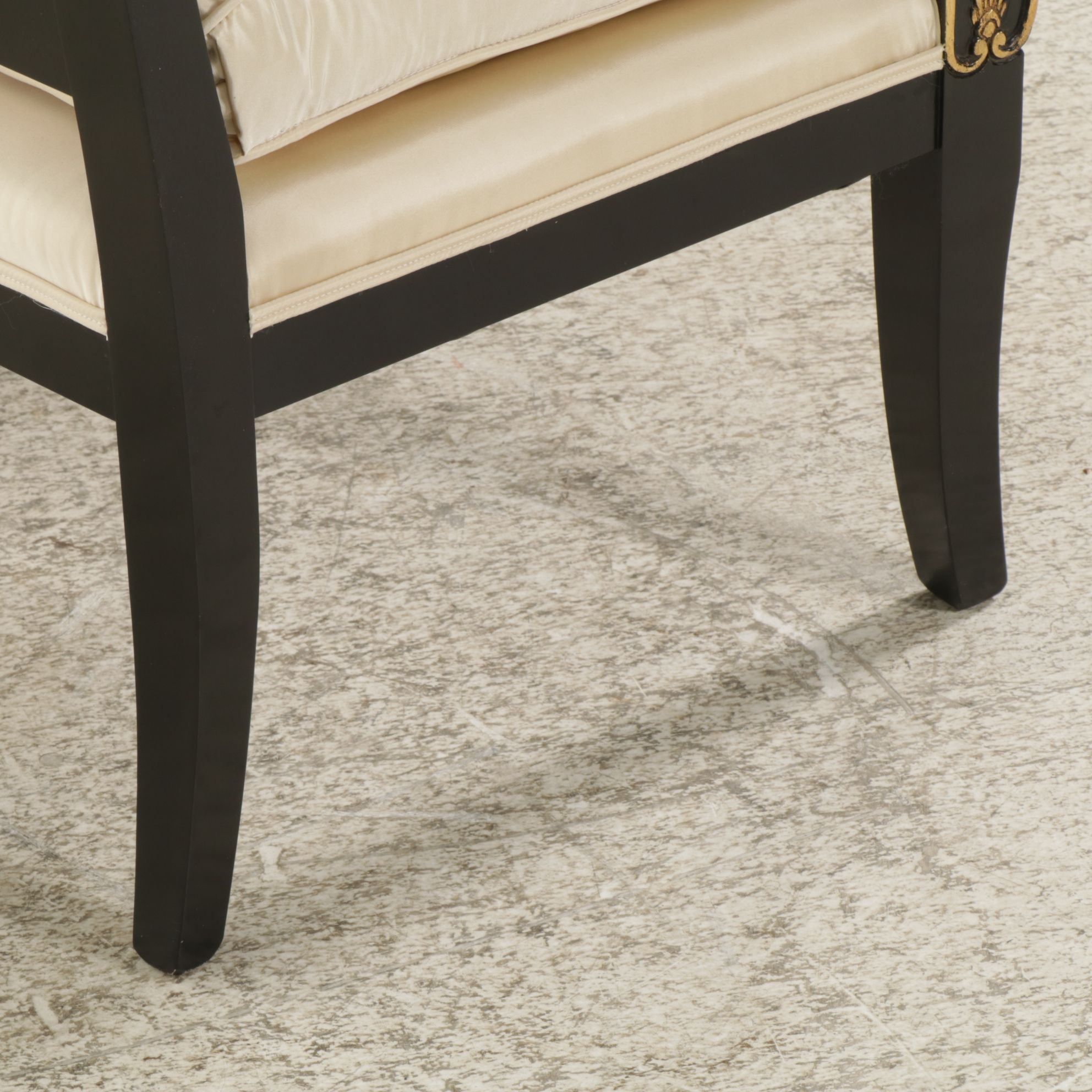 Pair of Empire Style Ebonized Wood Armchairs with Giltwood Accents