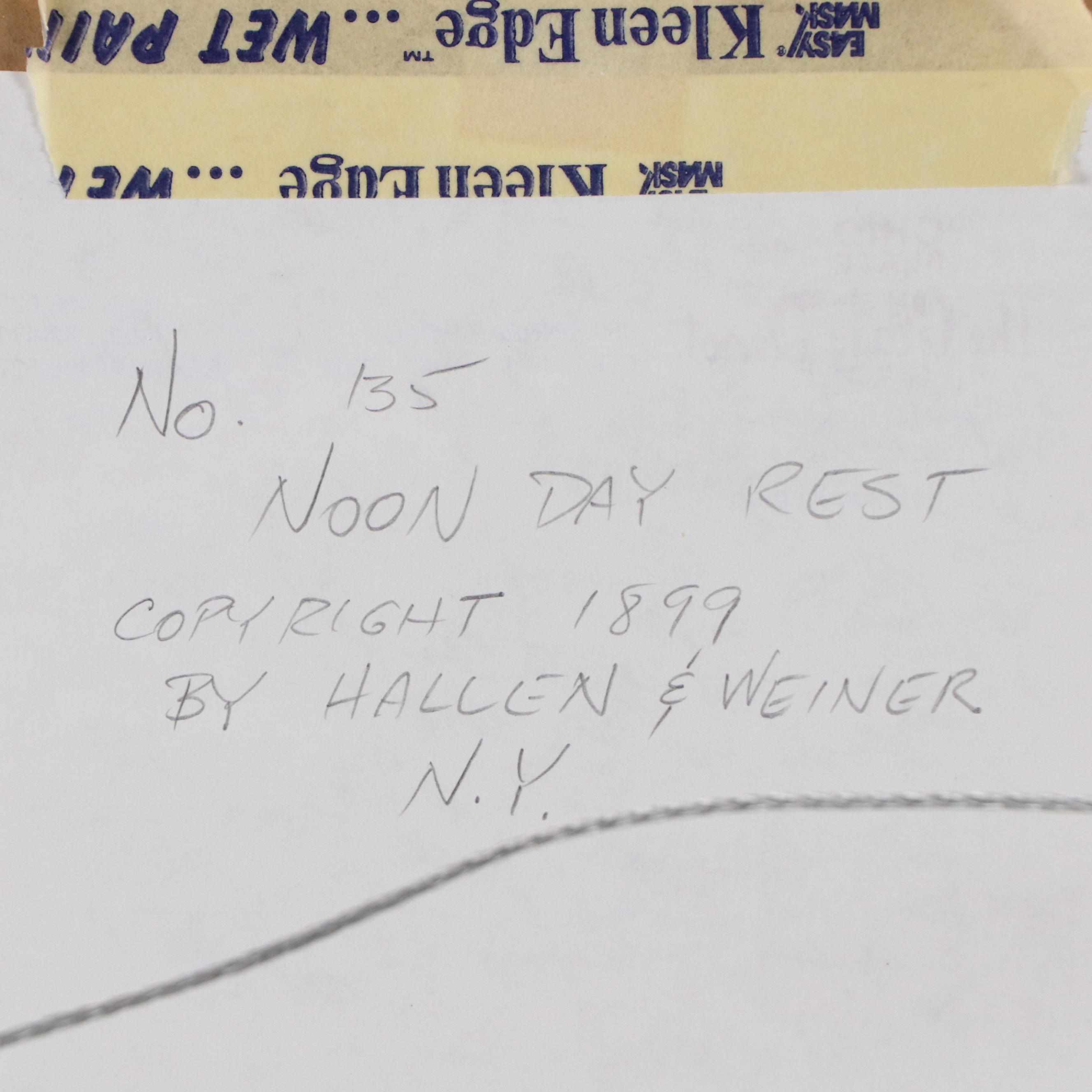 Hallen & Weiner Chromolithograph "Noon Day Rest," 1899