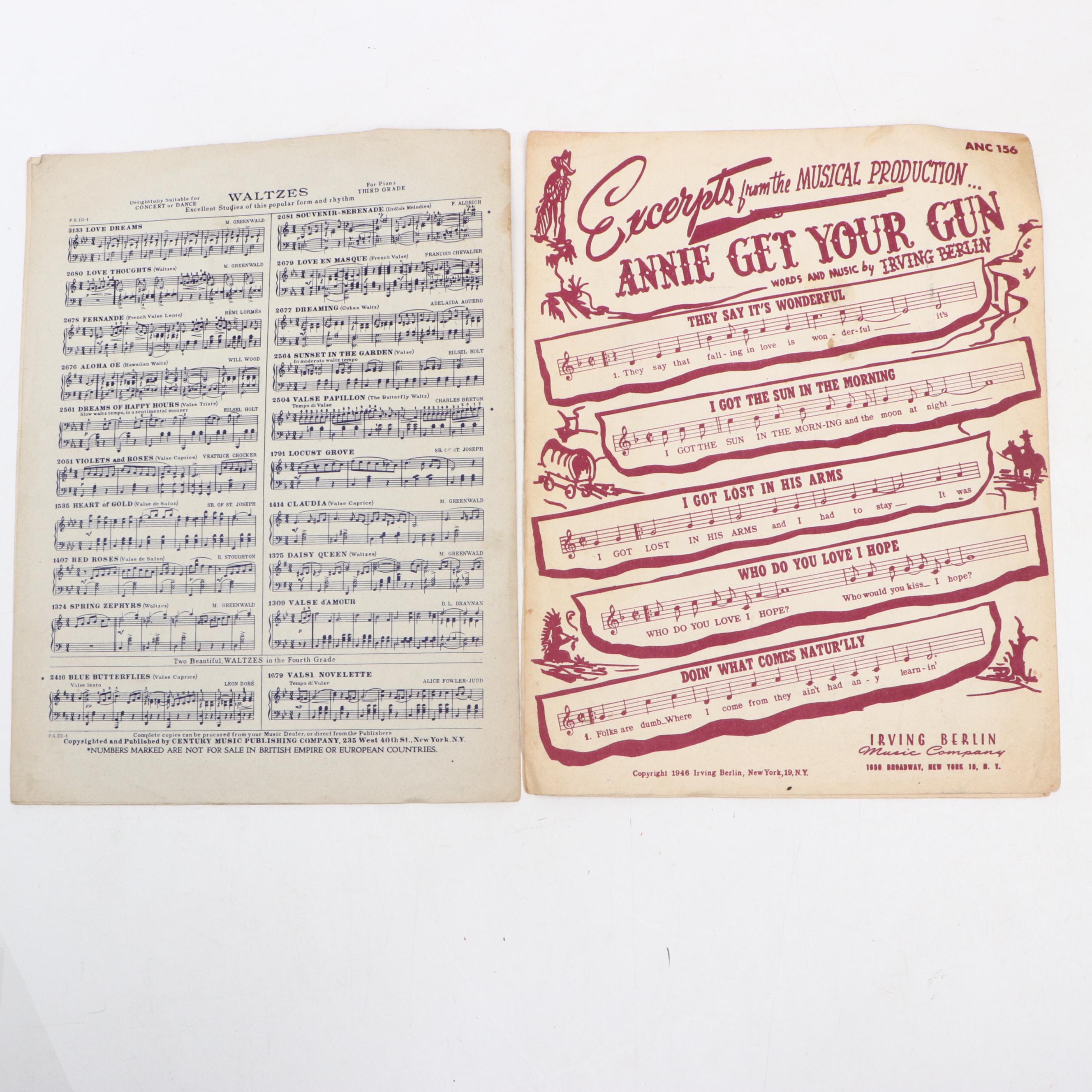 Irving Berlin "Annie Get Your Gun" and Other G. Ludovic Waltz Sheet Music
