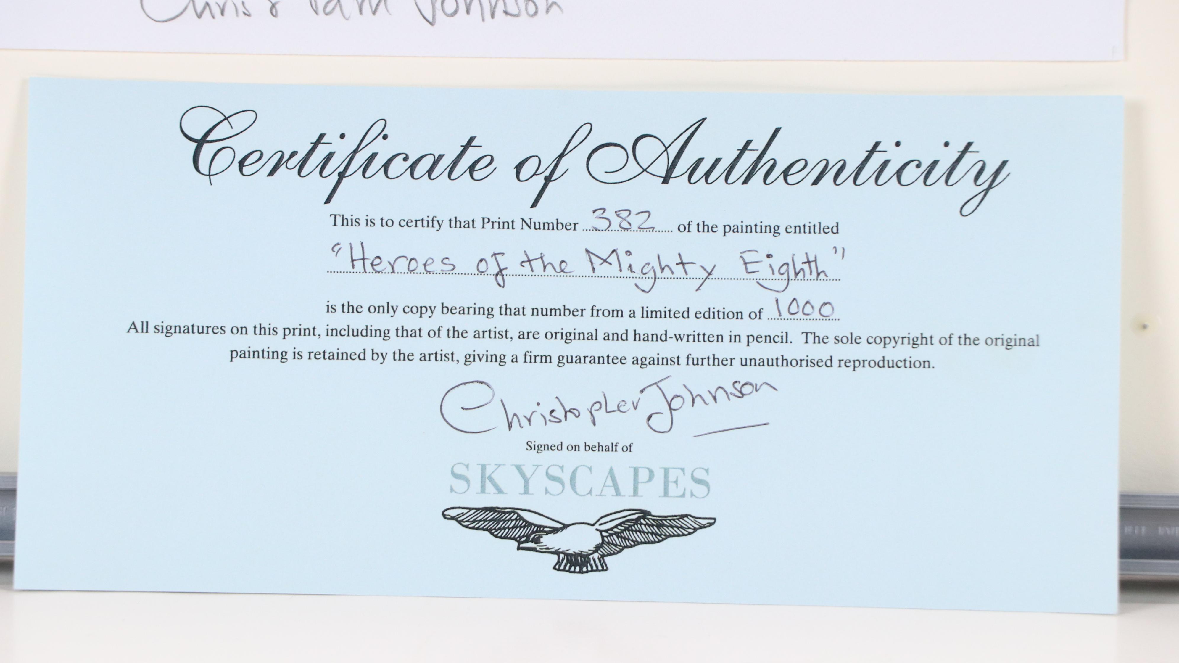 Mark Postlethwaite Offset Lithograph "Heroes of the Mighty Eighth," 1992