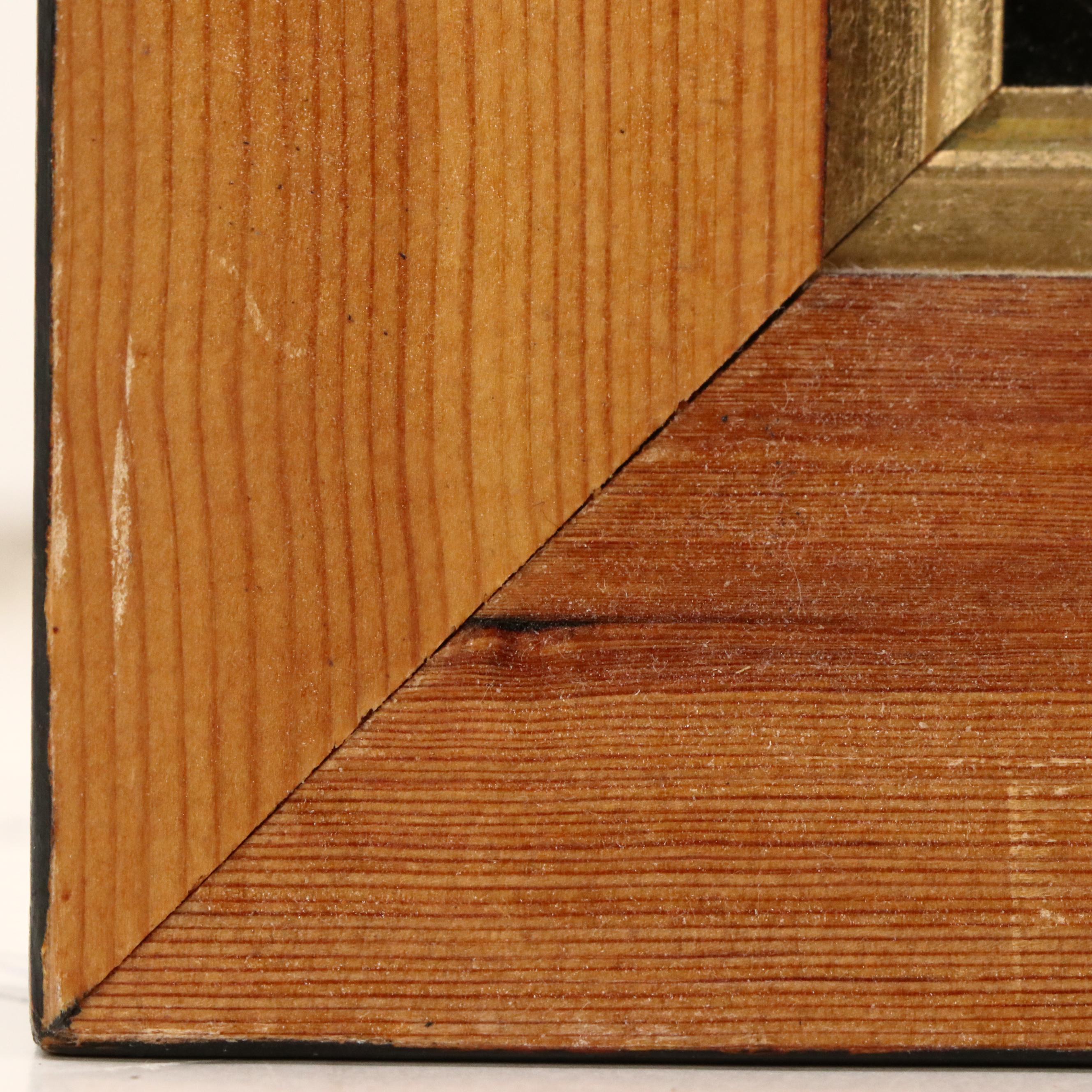 Hot Air Balloon Scene Hand-Embellished Reverse Glass Collotype, 20th Century