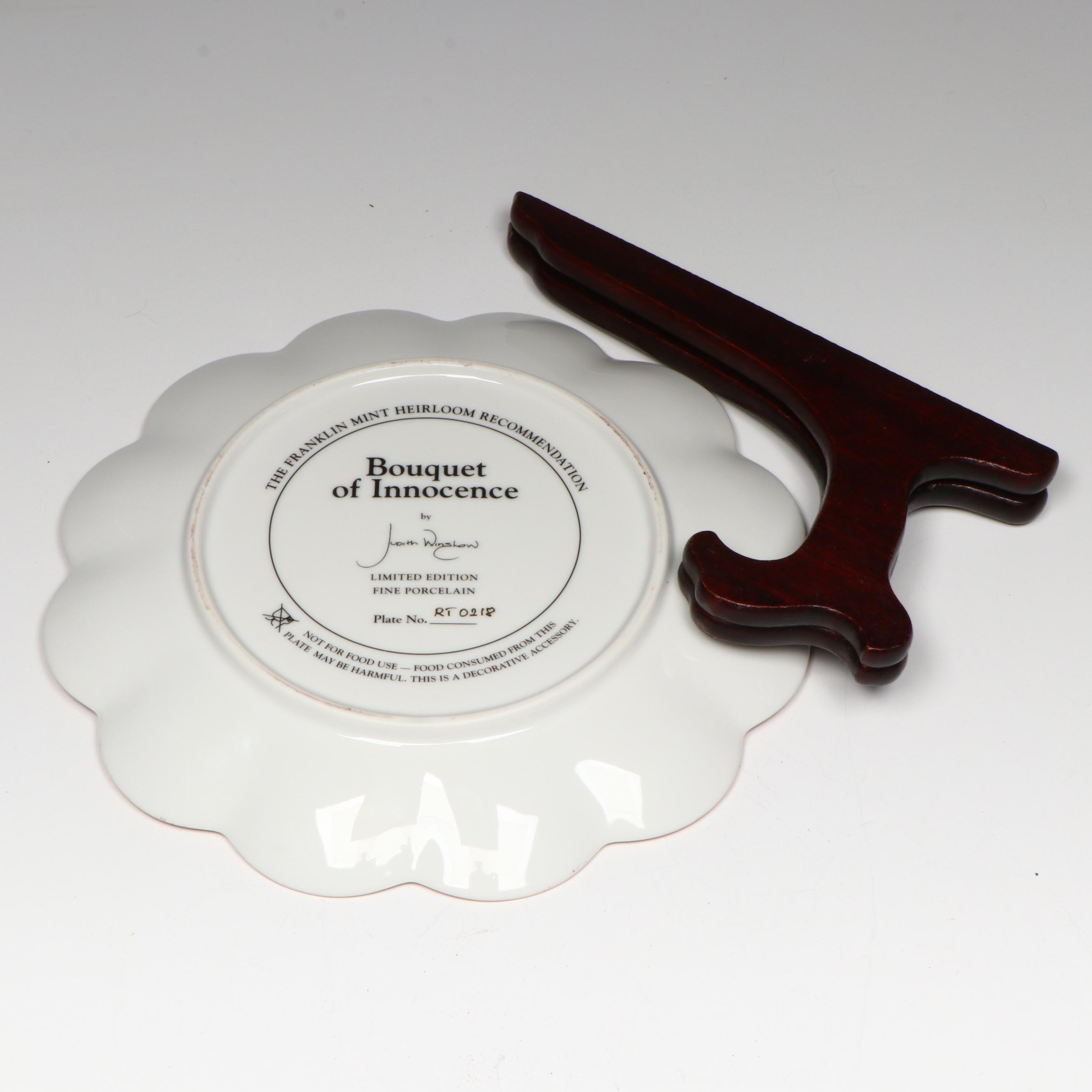 Franklin Mint "Bouquet of Innocence" Plate with Miniature Pitcher and Basin
