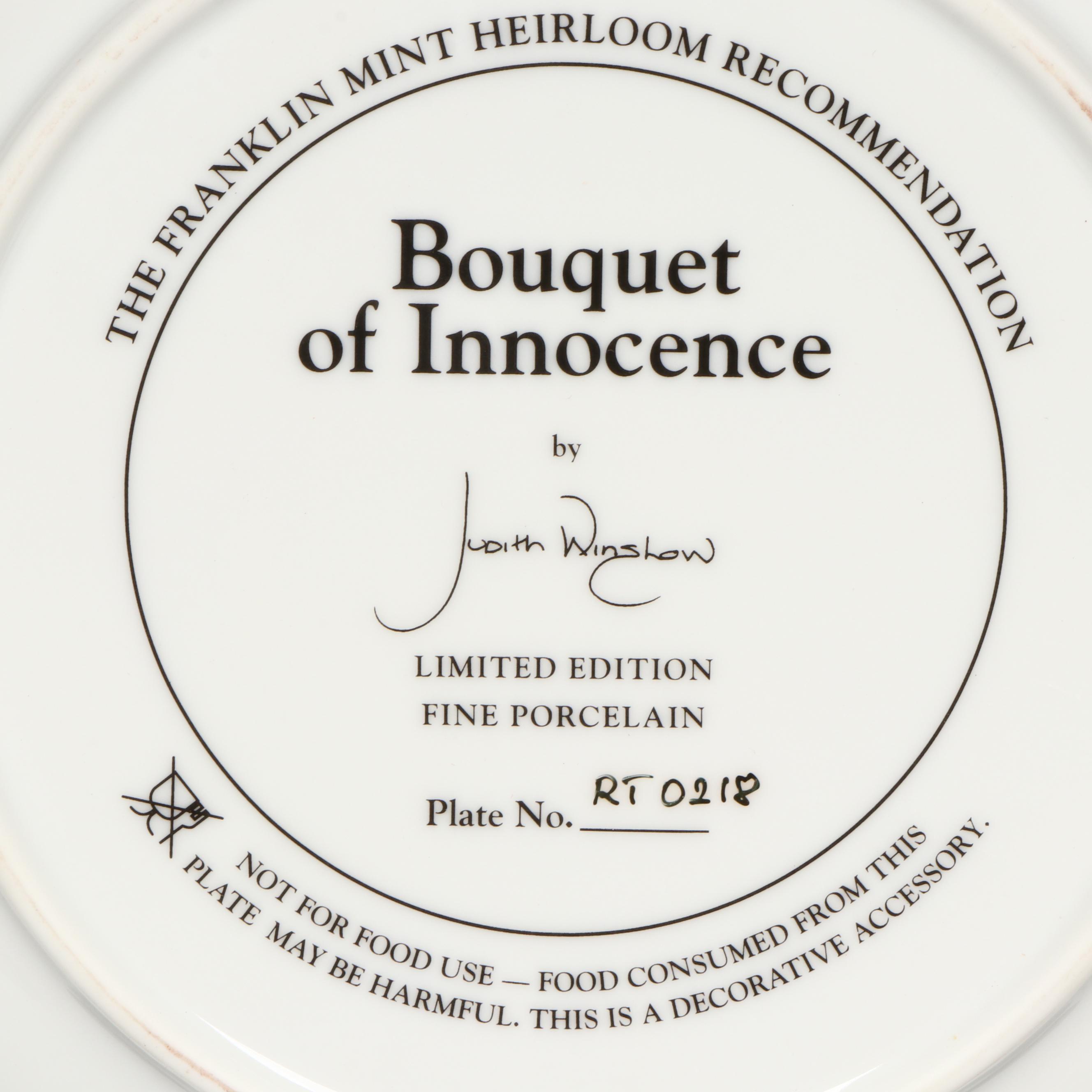 Franklin Mint "Bouquet of Innocence" Plate with Miniature Pitcher and Basin