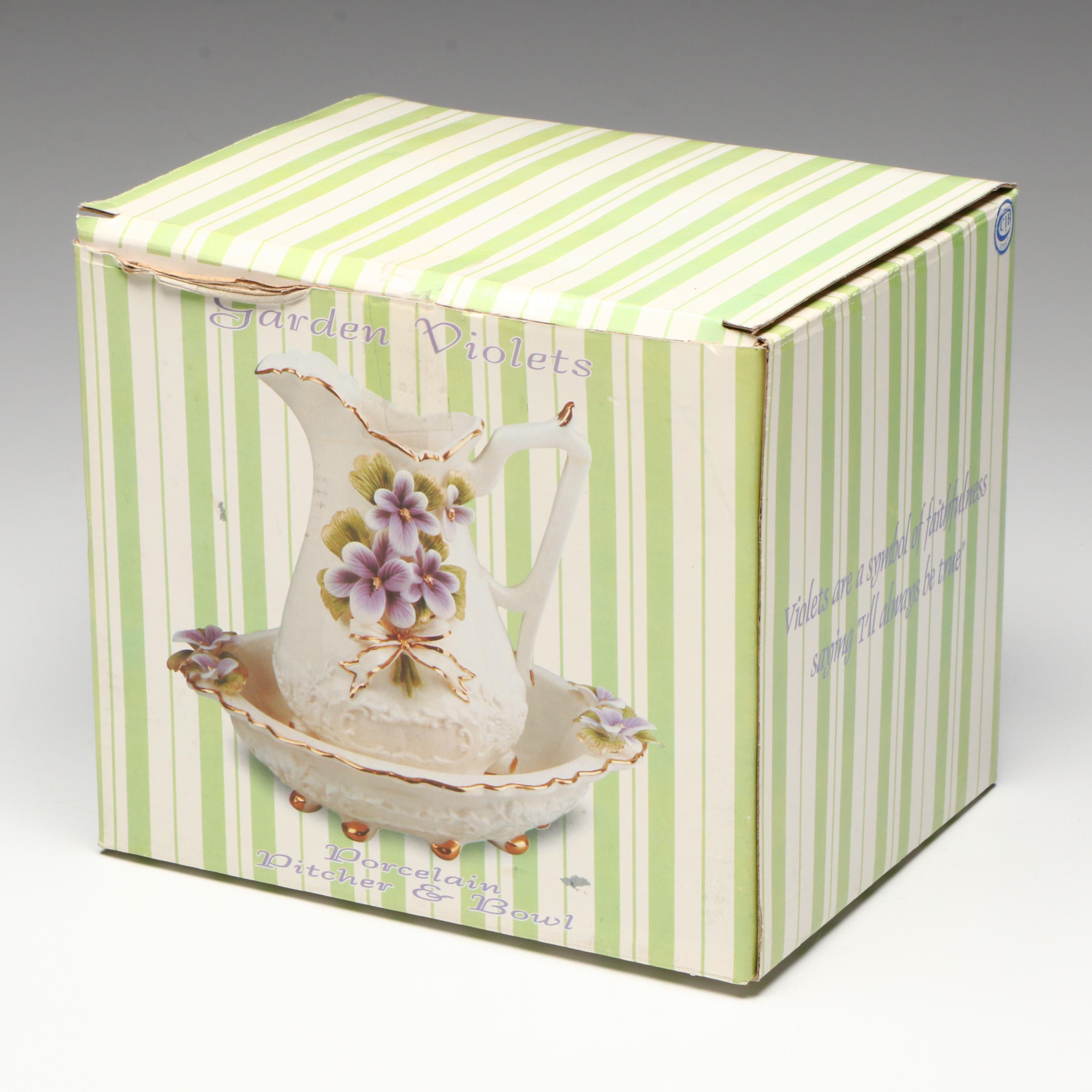 Franklin Mint "Bouquet of Innocence" Plate with Miniature Pitcher and Basin