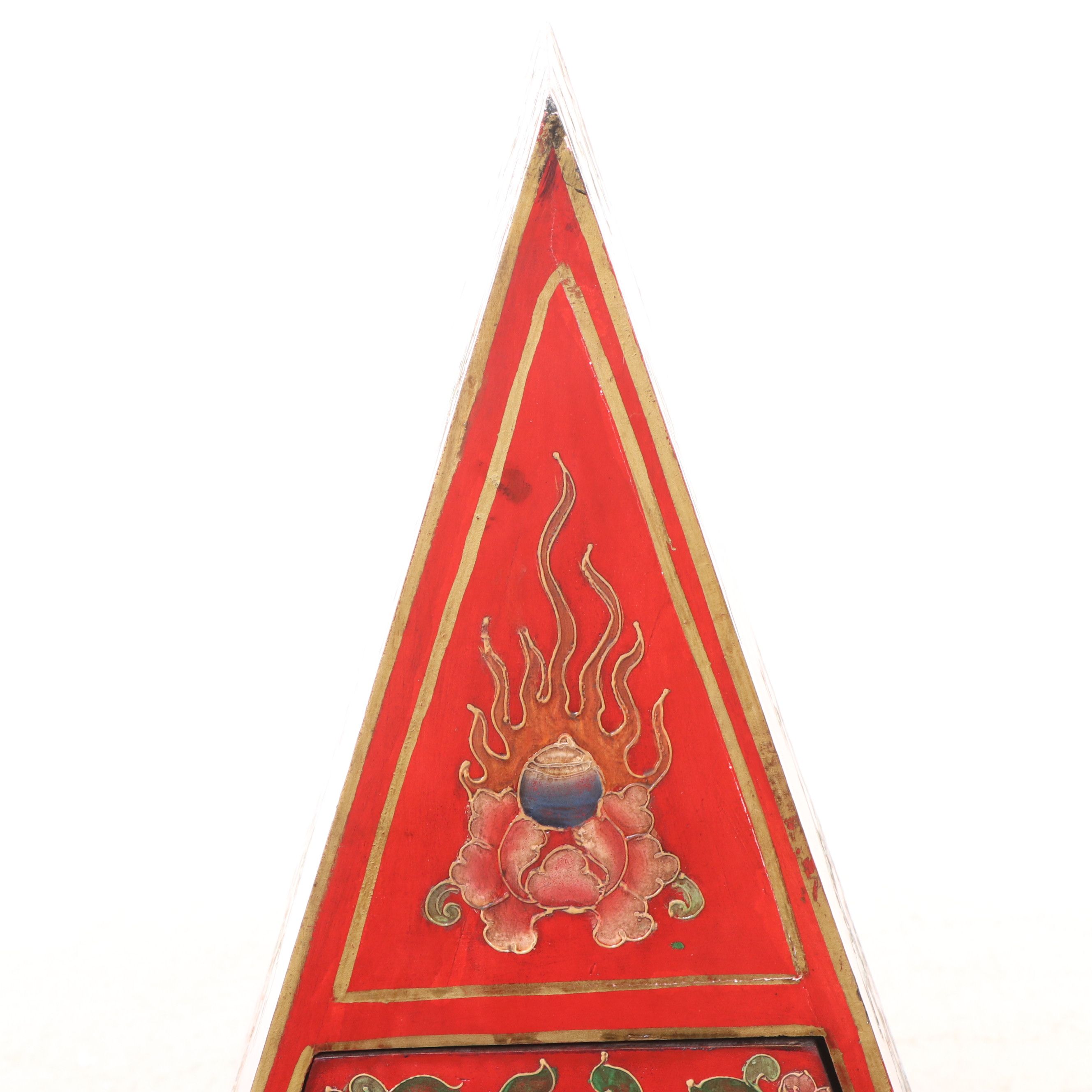 Southeast Asian Style Polychrome Wood Pyramid-Shaped Chest of Drawers