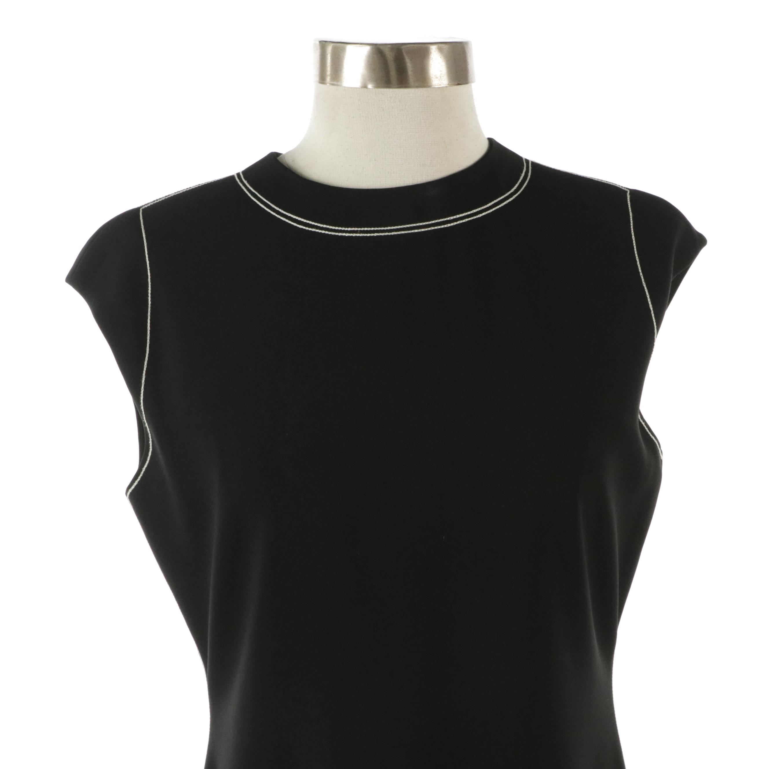 Theory Top Stitched Crepe Mini Dress and Elevenses Floral Jacquard Coat