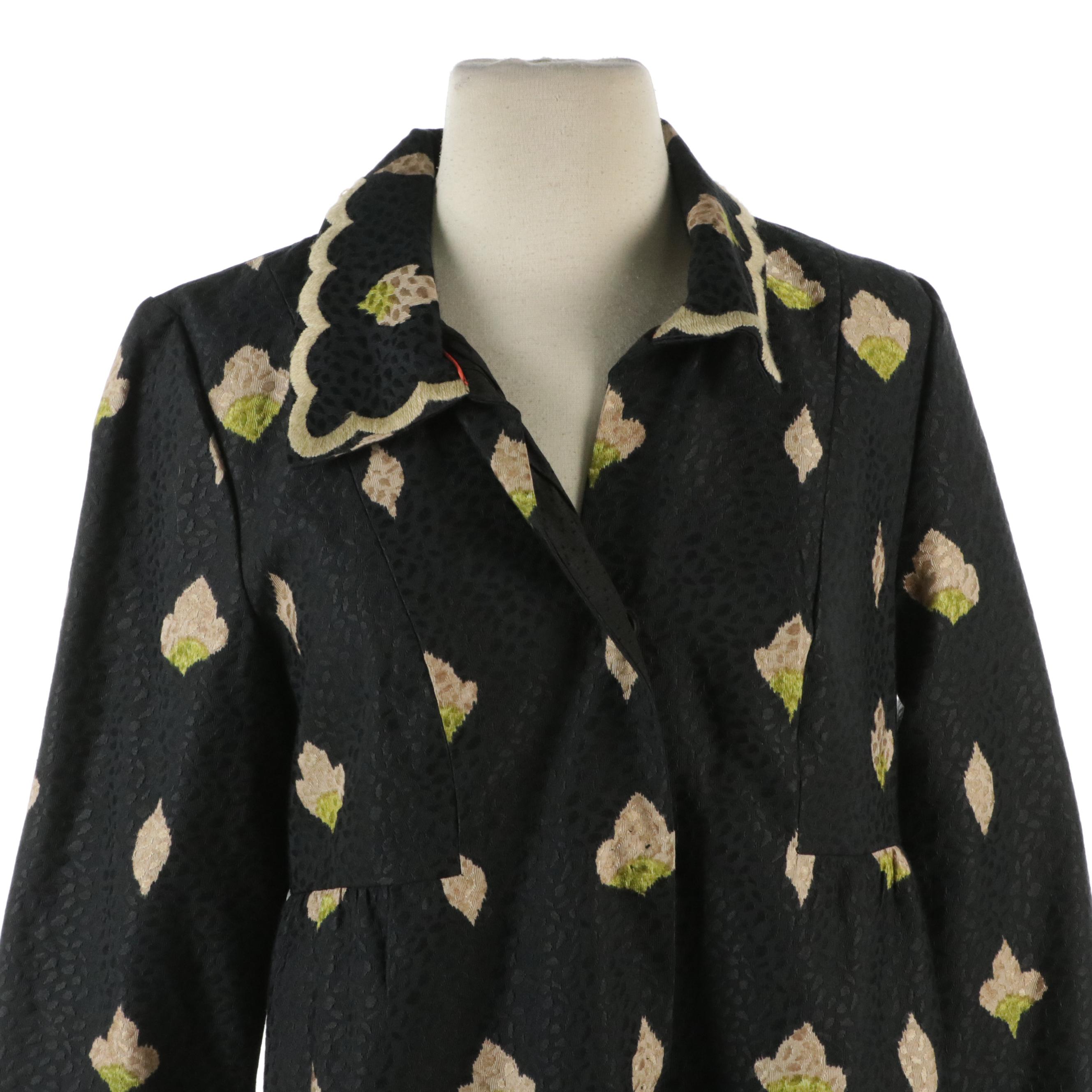 Theory Top Stitched Crepe Mini Dress and Elevenses Floral Jacquard Coat