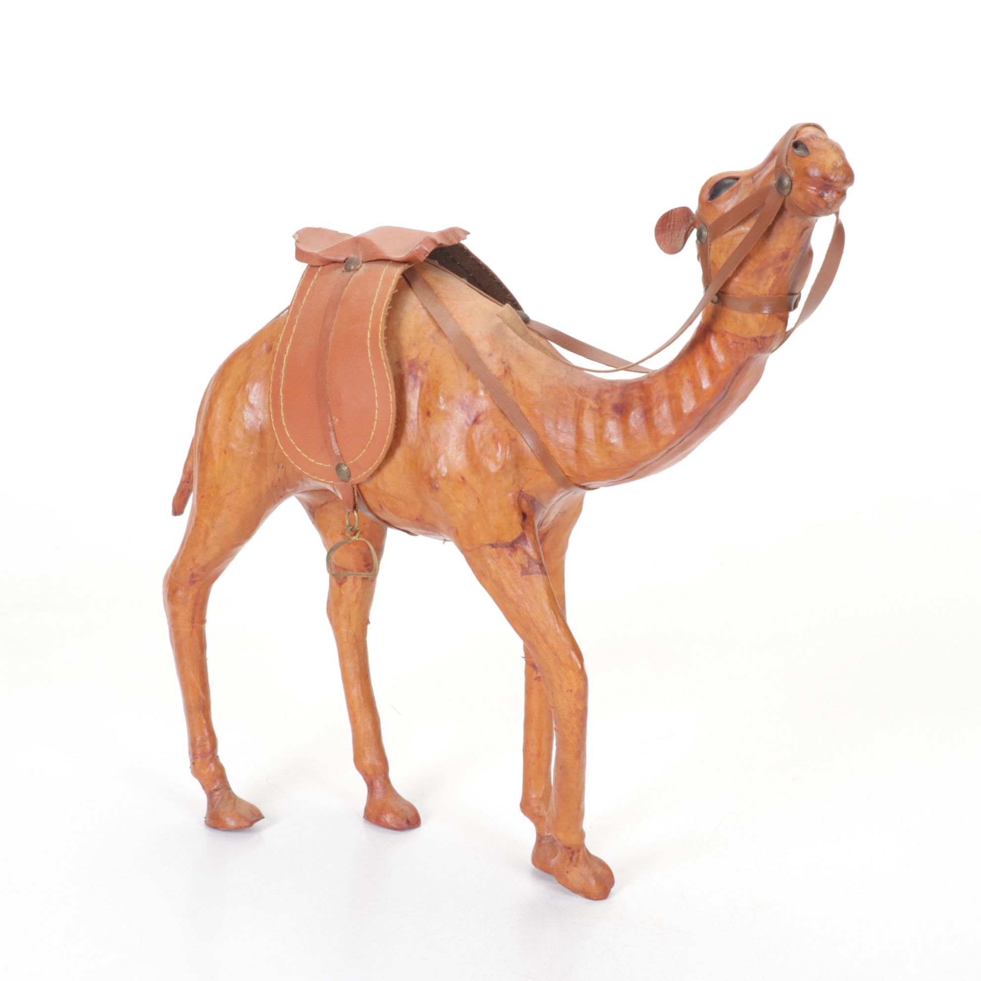 Molded Leather Camel Figurine & Food Tins