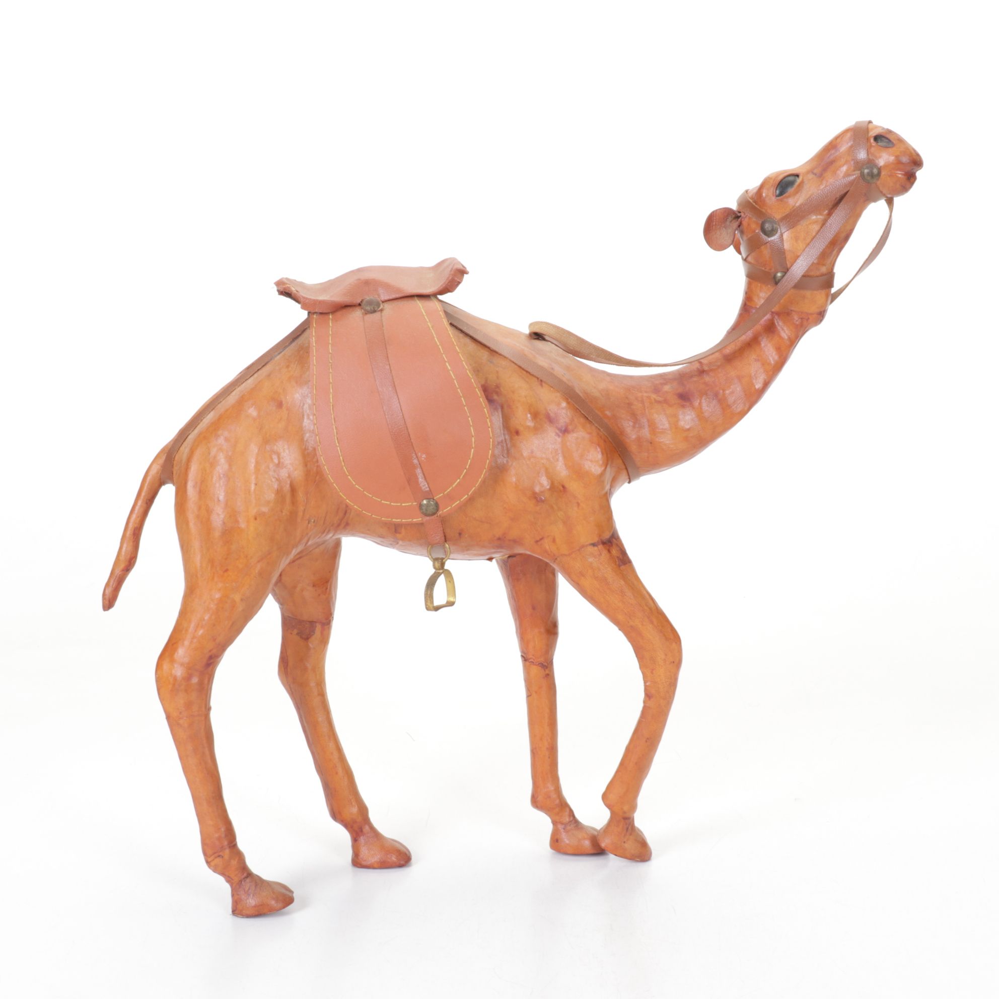Molded Leather Camel Figurine & Food Tins