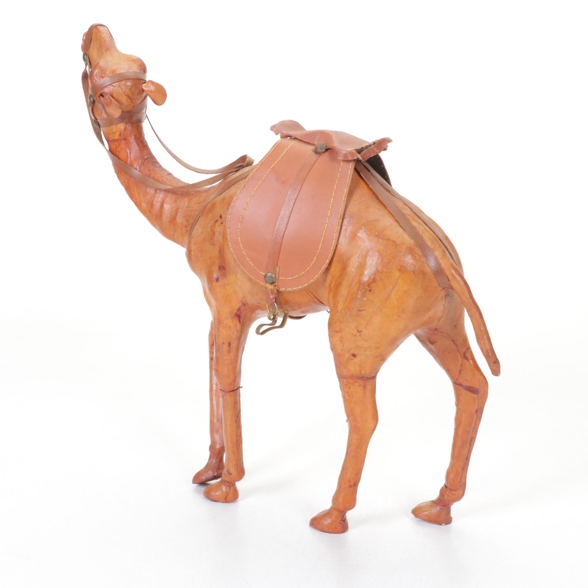 Molded Leather Camel Figurine & Food Tins