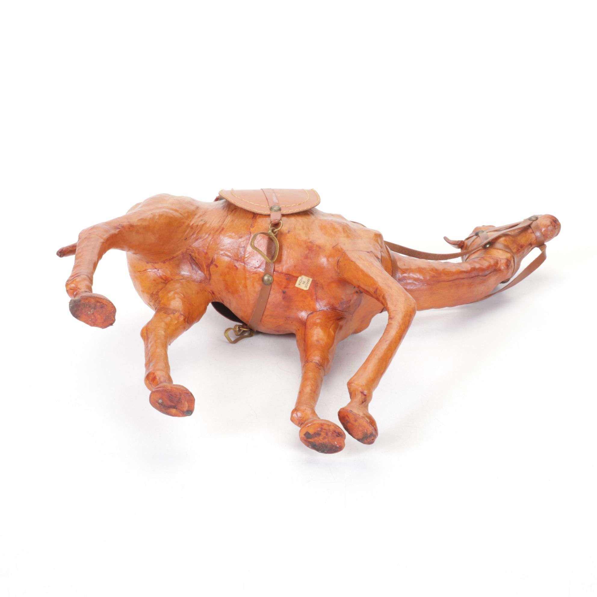 Molded Leather Camel Figurine & Food Tins