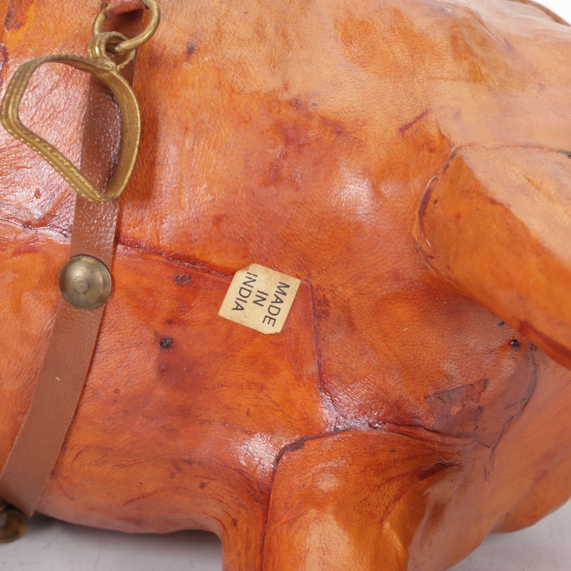 Molded Leather Camel Figurine & Food Tins