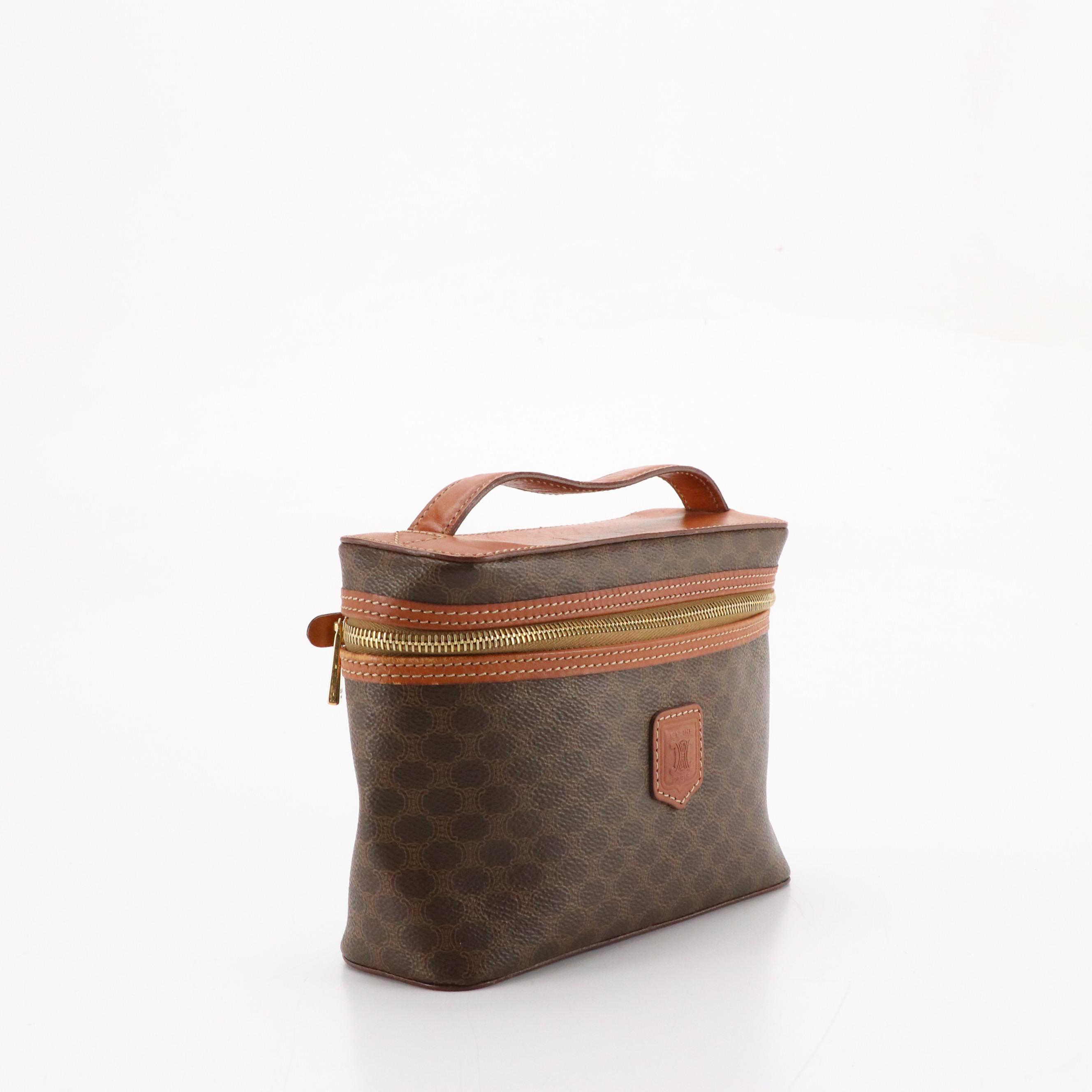 Celine Vanity Case in Macadam Canvas and Leather Trim