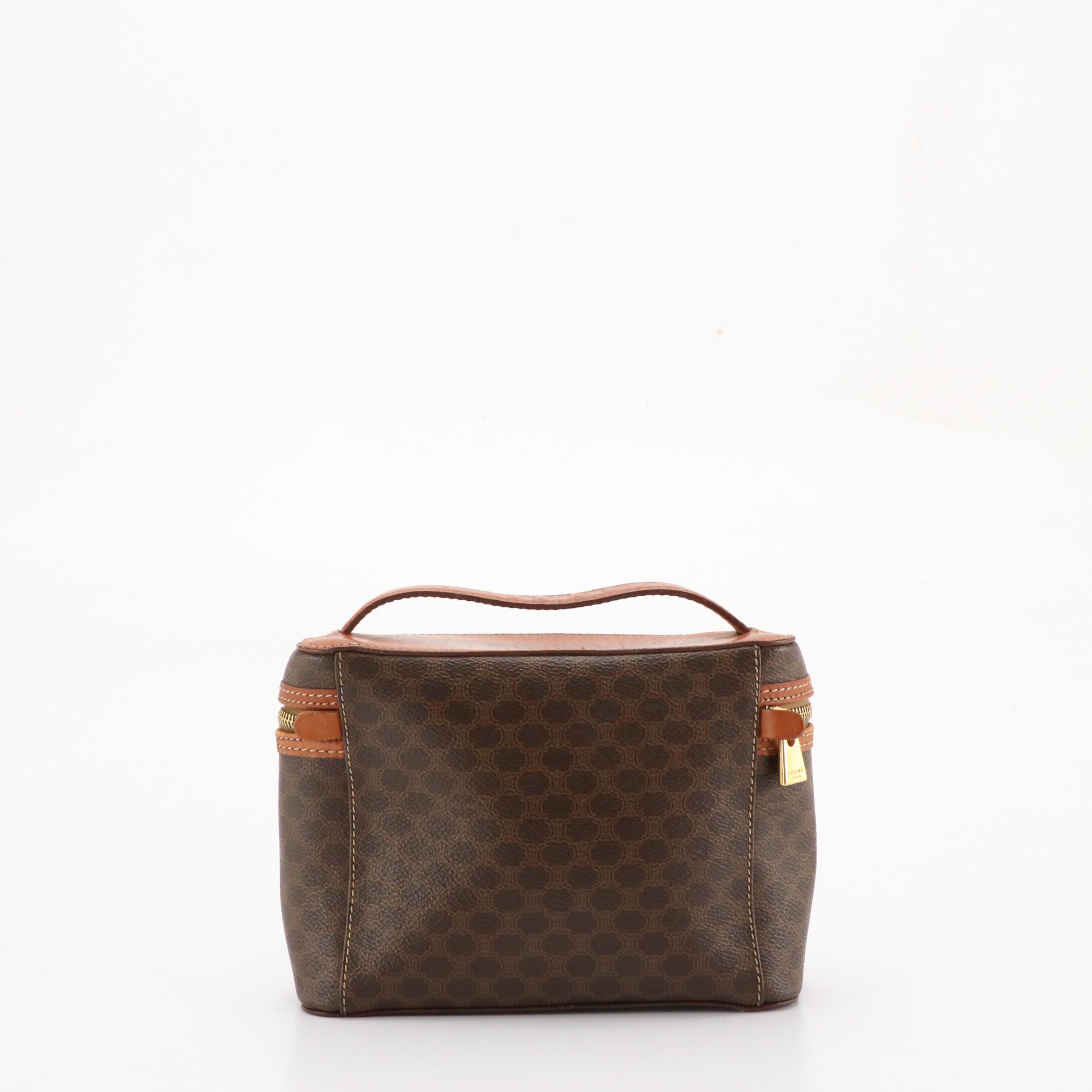 Celine Vanity Case in Macadam Canvas and Leather Trim