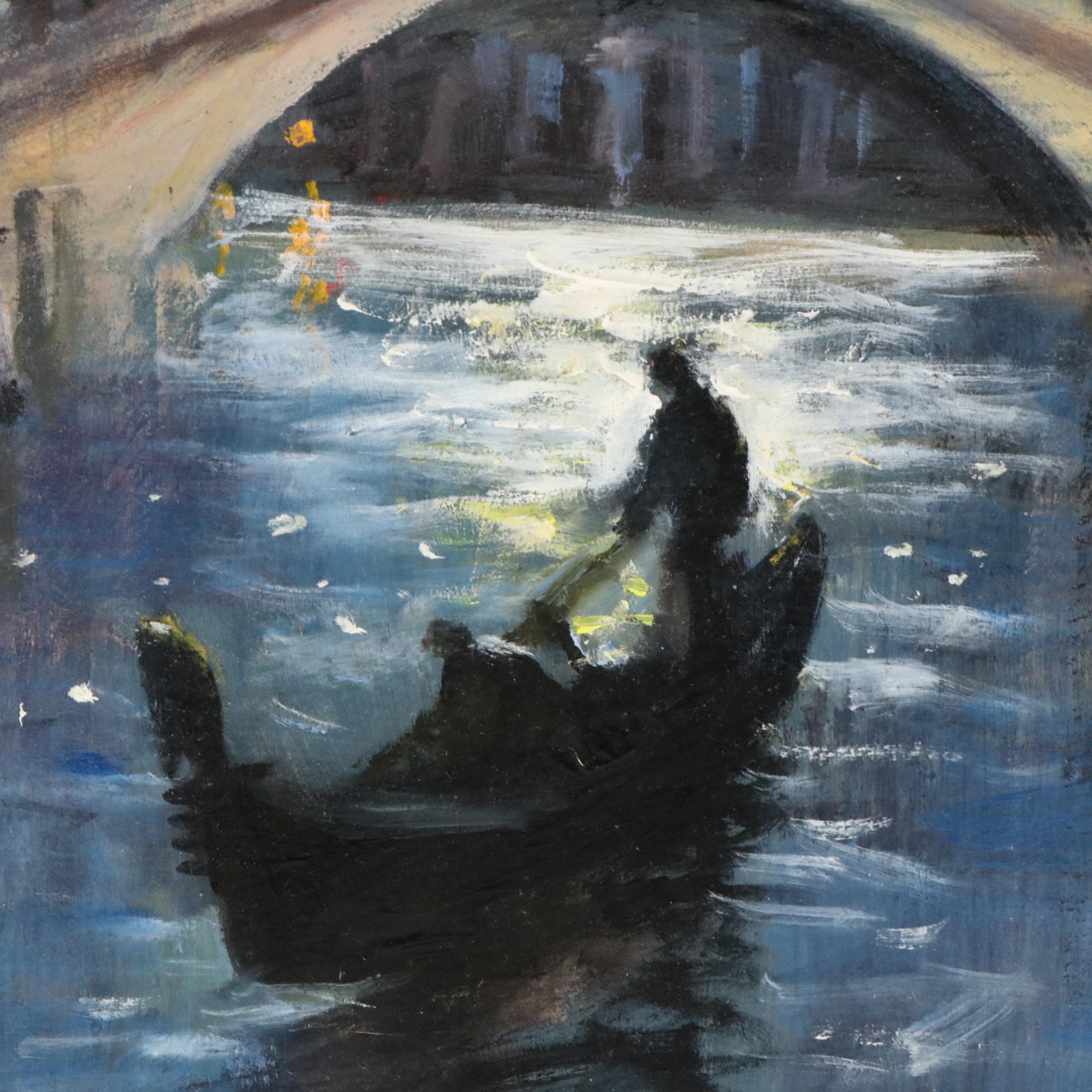 Nino Pippa Oil Painting "Venice - Moonlight Over the Grand Canal," 2022