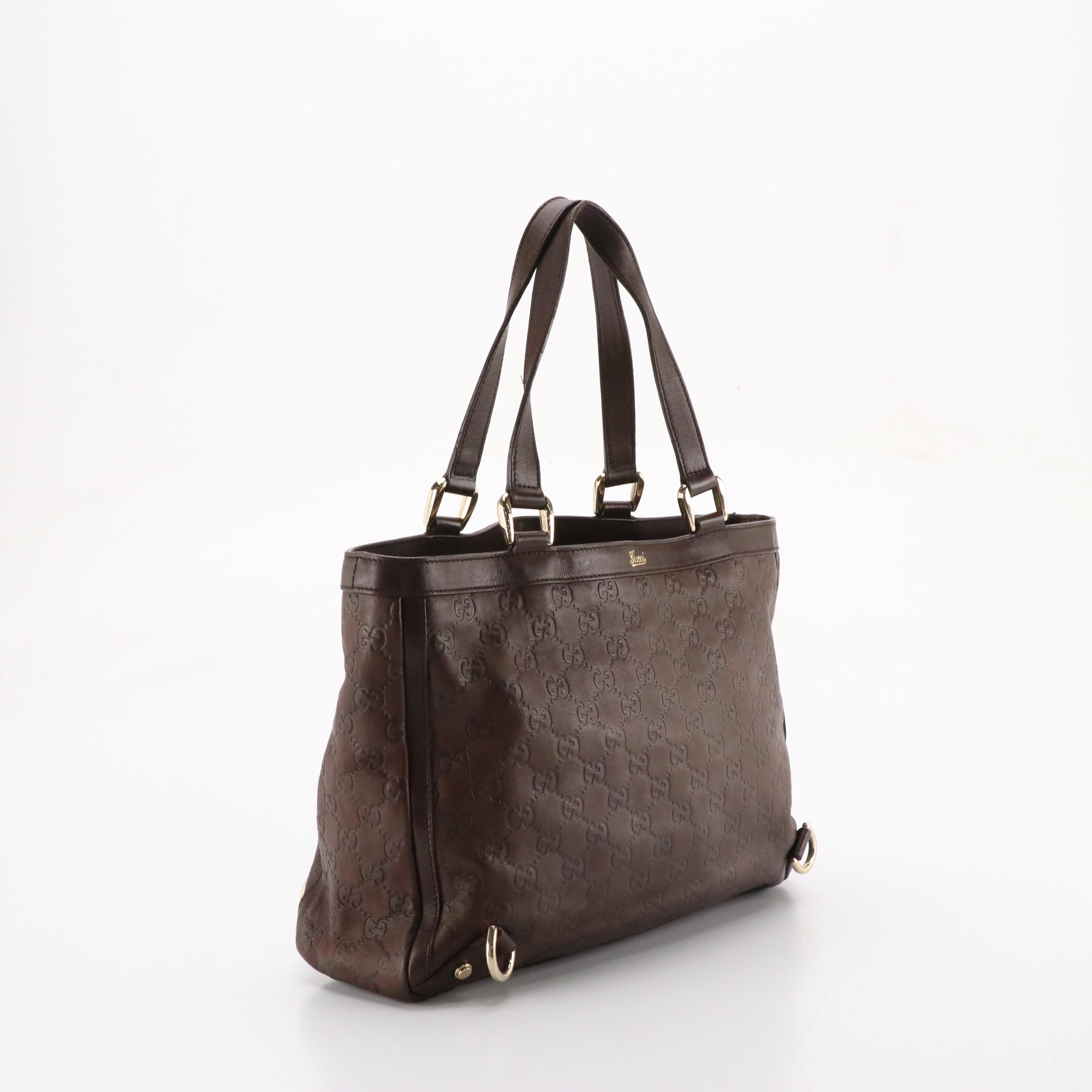 Gucci Abbey D-Ring Tote Bag in Shimmery Brown Guccissima Leather