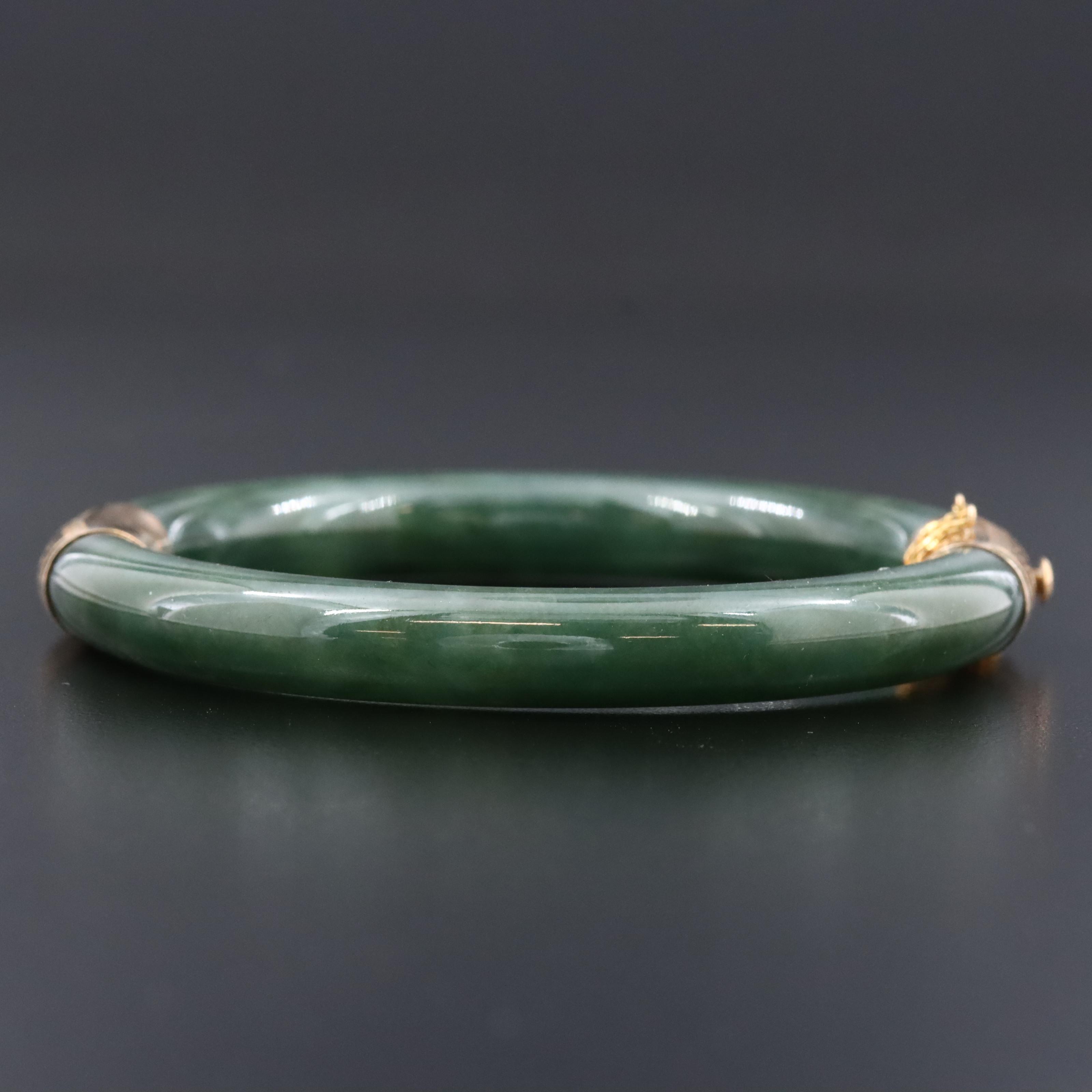 14K Jadeite Hololith Bangle