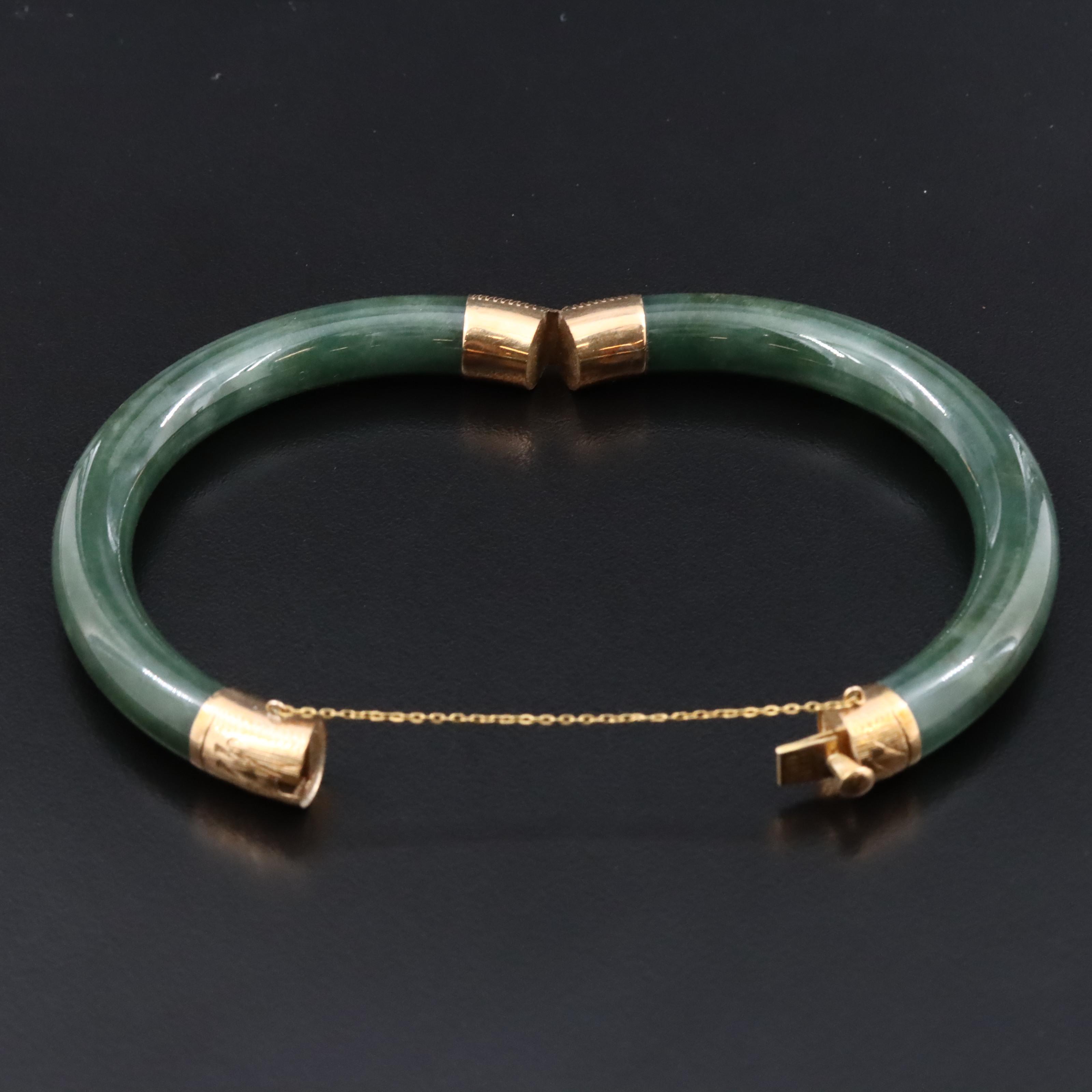 14K Jadeite Hololith Bangle