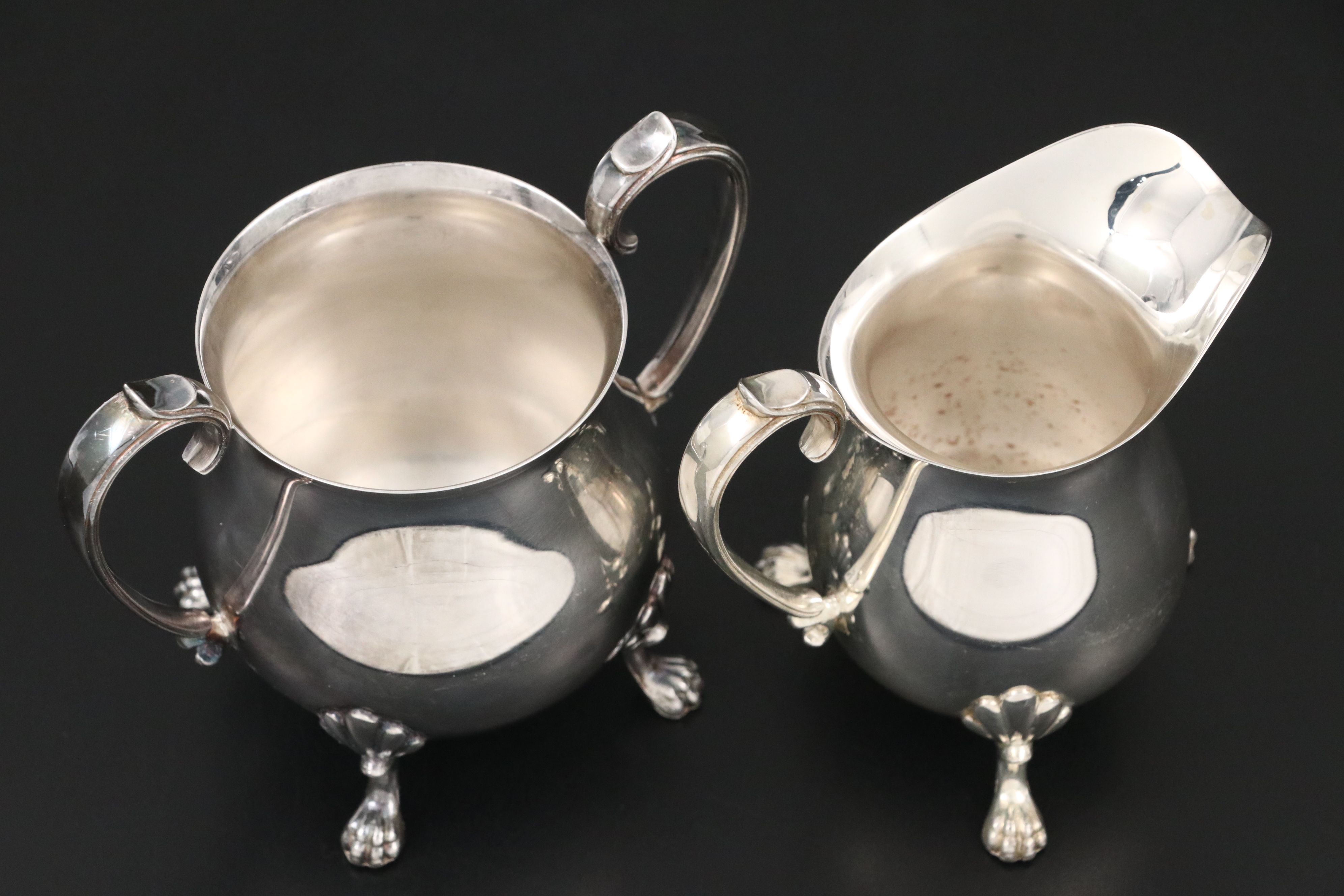 Crescent Silver Plate Creamer and Sugar Bowl, Mid to Late 20th Century