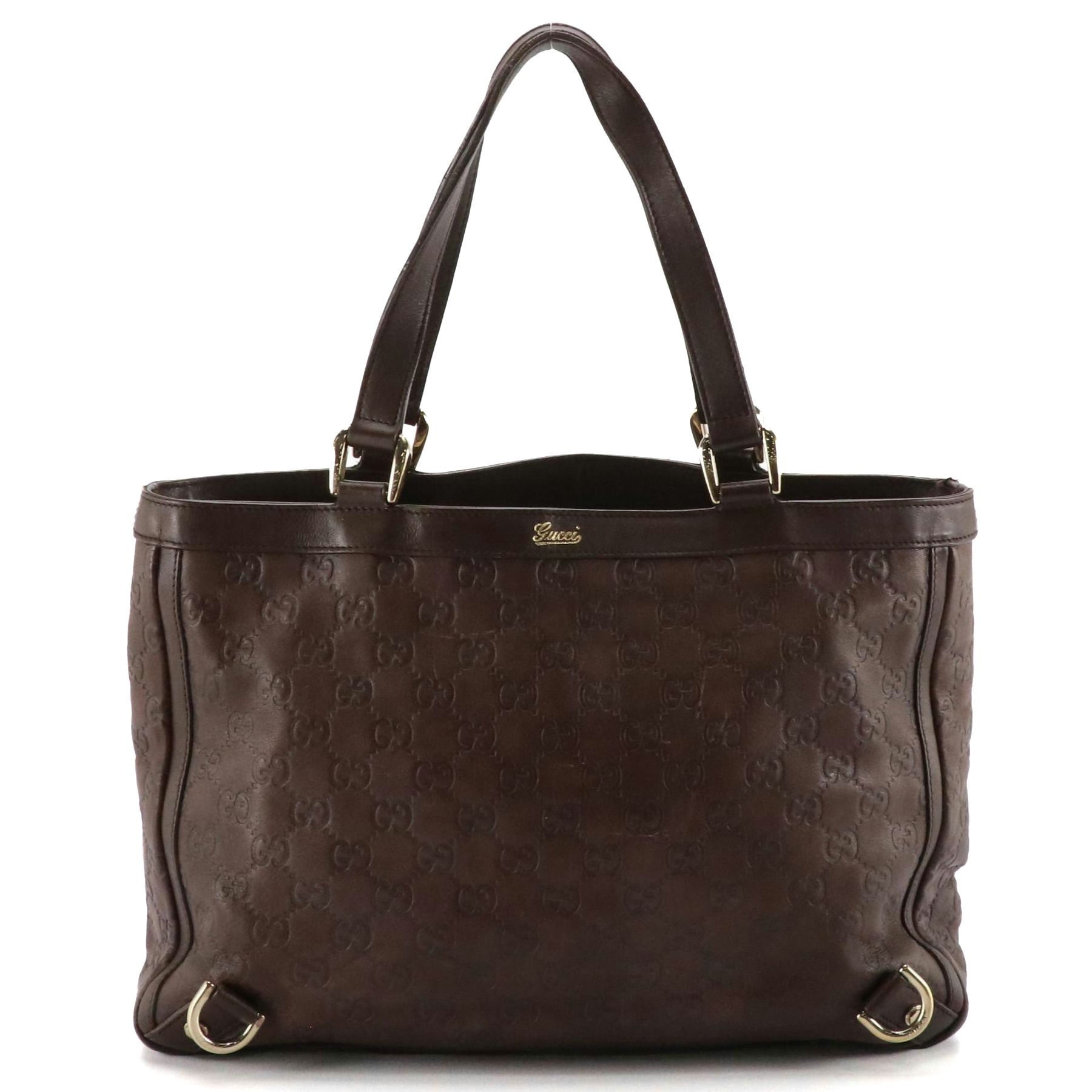 Gucci Abbey D-Ring Tote Bag in Shimmery Brown Guccissima Leather
