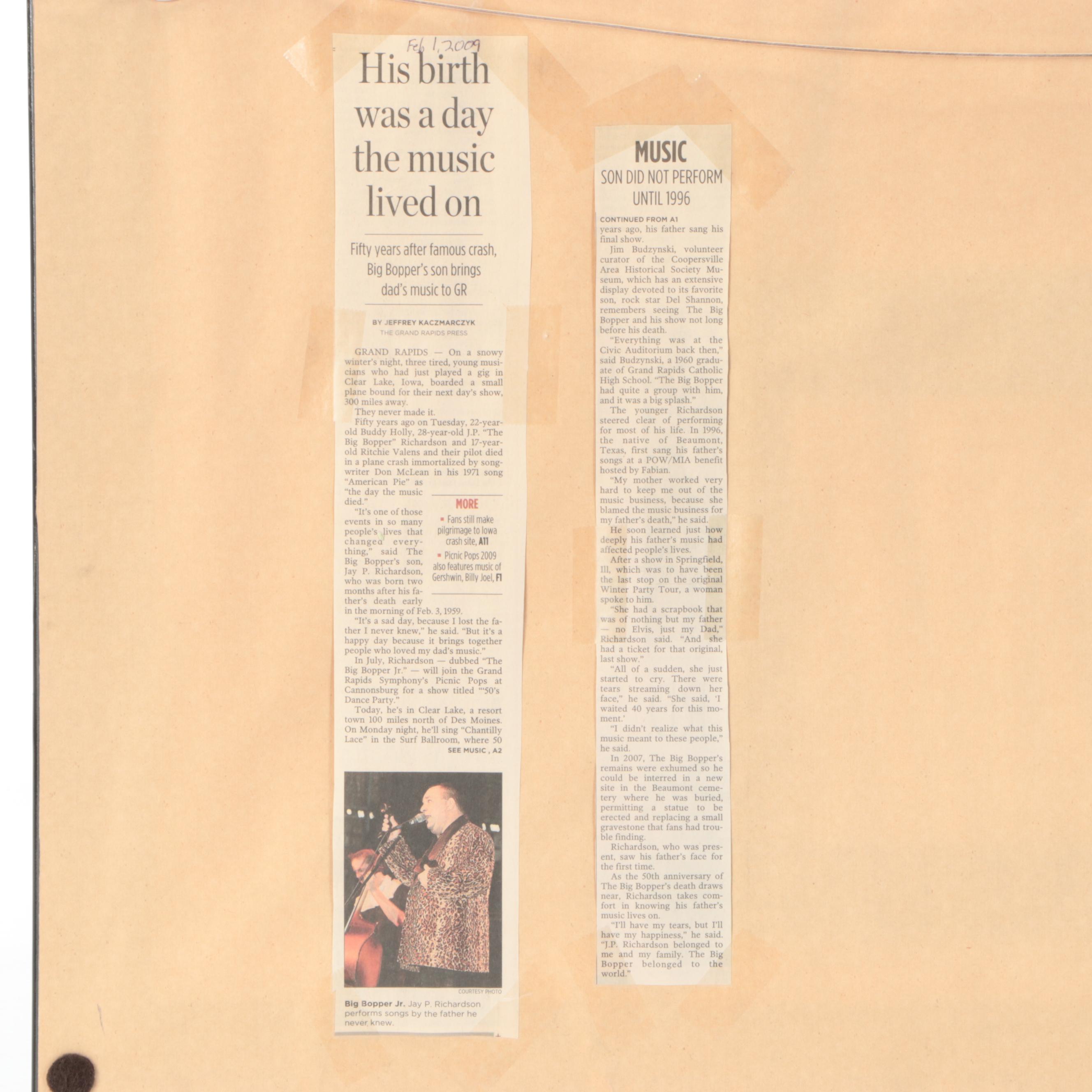 Jiles Perry Richardson "Big Bopper" Signed Cut Page with CD and Photo Prints