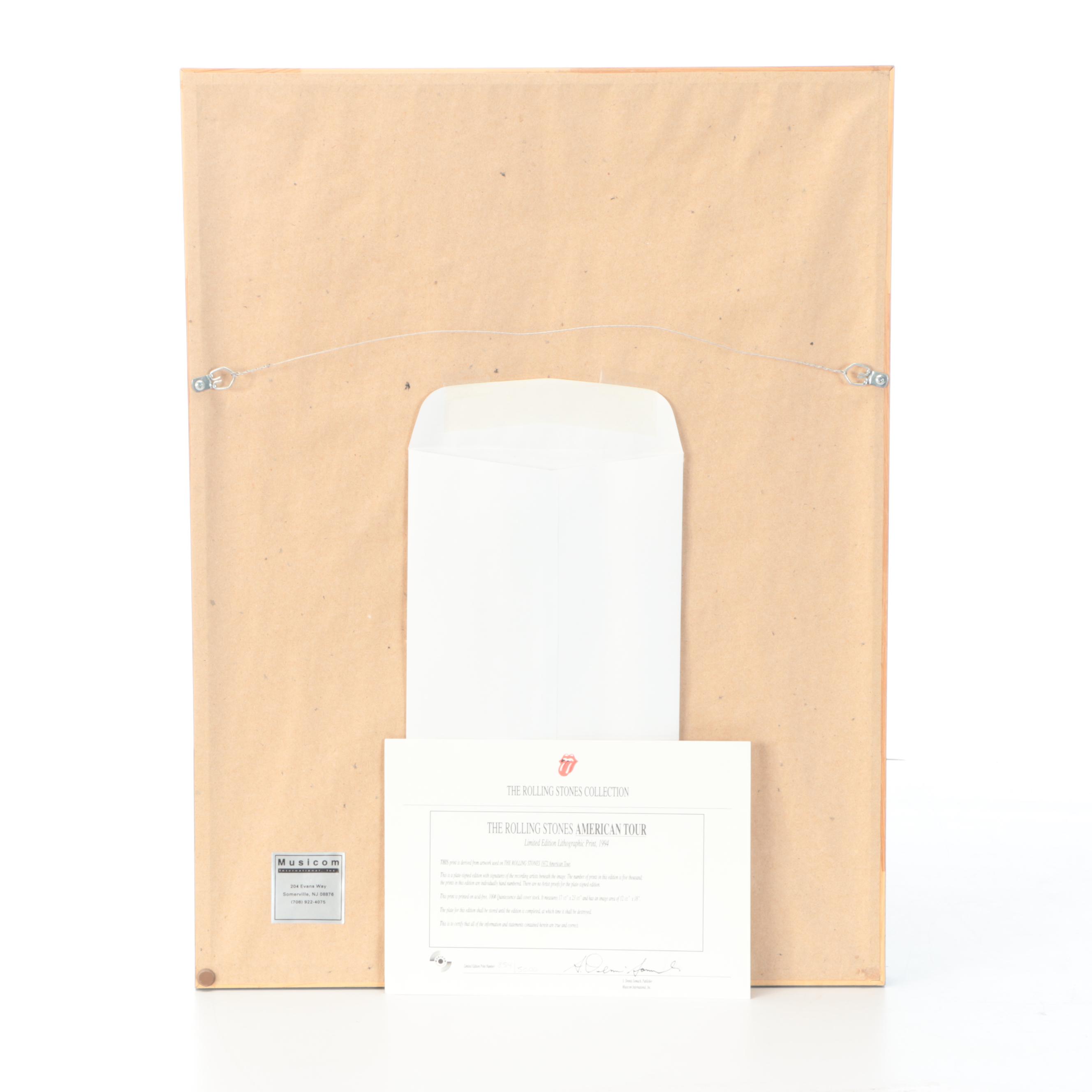 The Rolling Stones Signed "American Tour" Limited Edition Lithograph Print, 1994