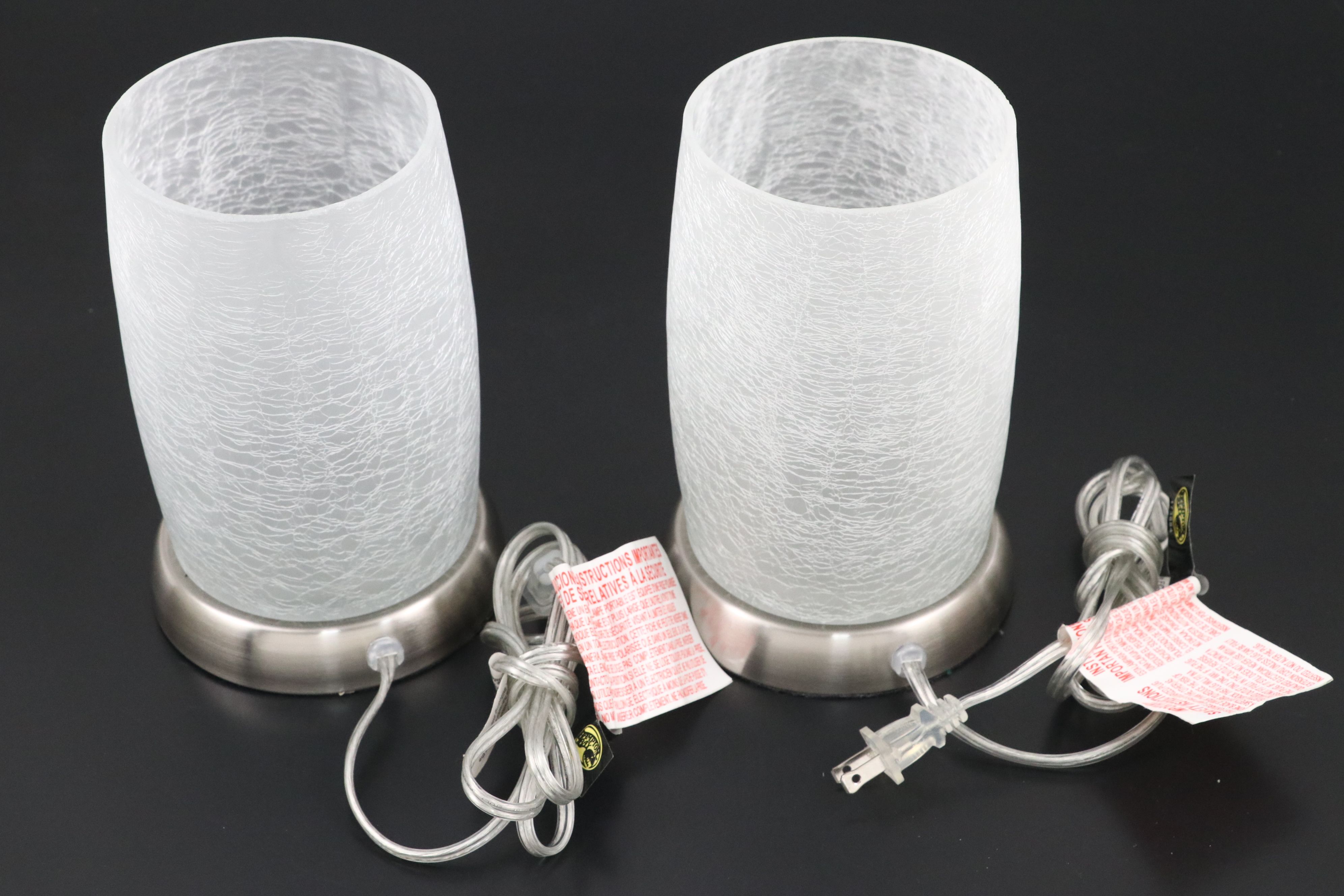 Pair of Hampton Bay Contemporary Crackle Glass Table Lamps