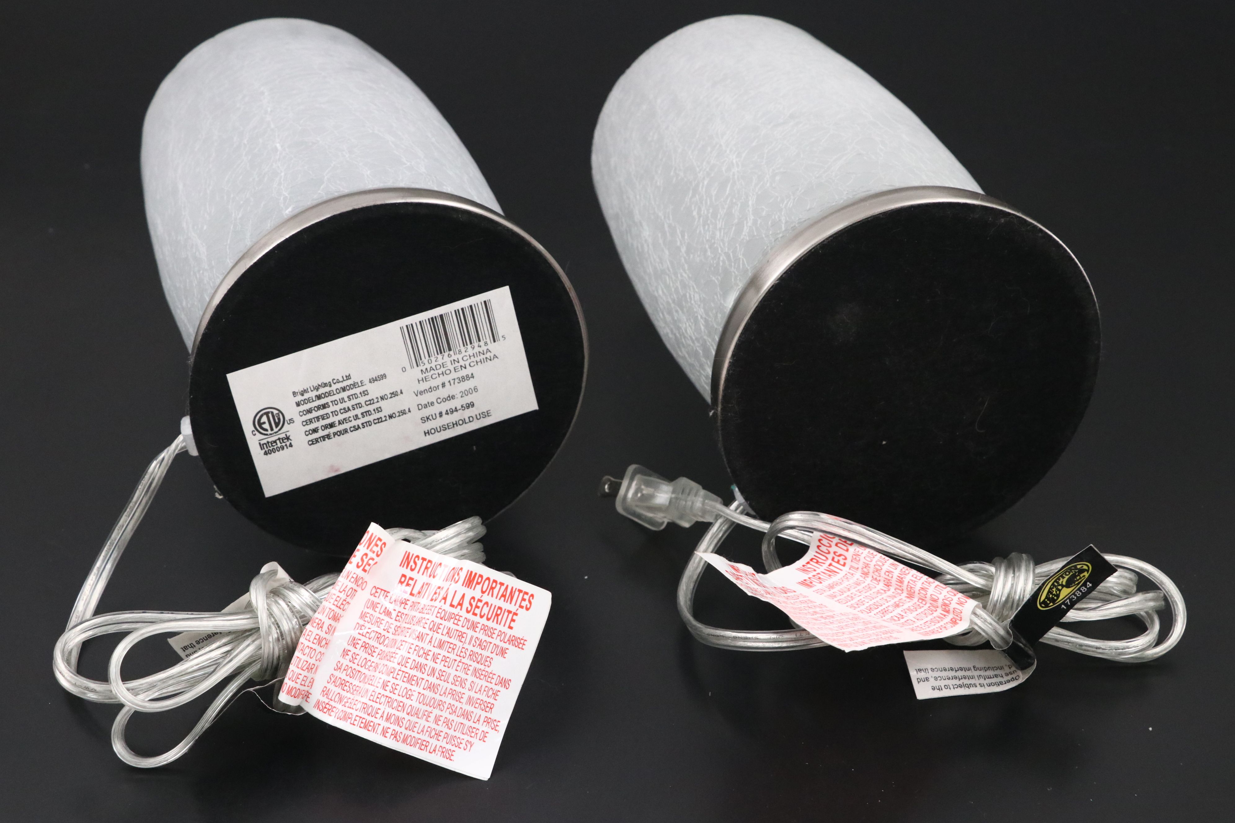 Pair of Hampton Bay Contemporary Crackle Glass Table Lamps