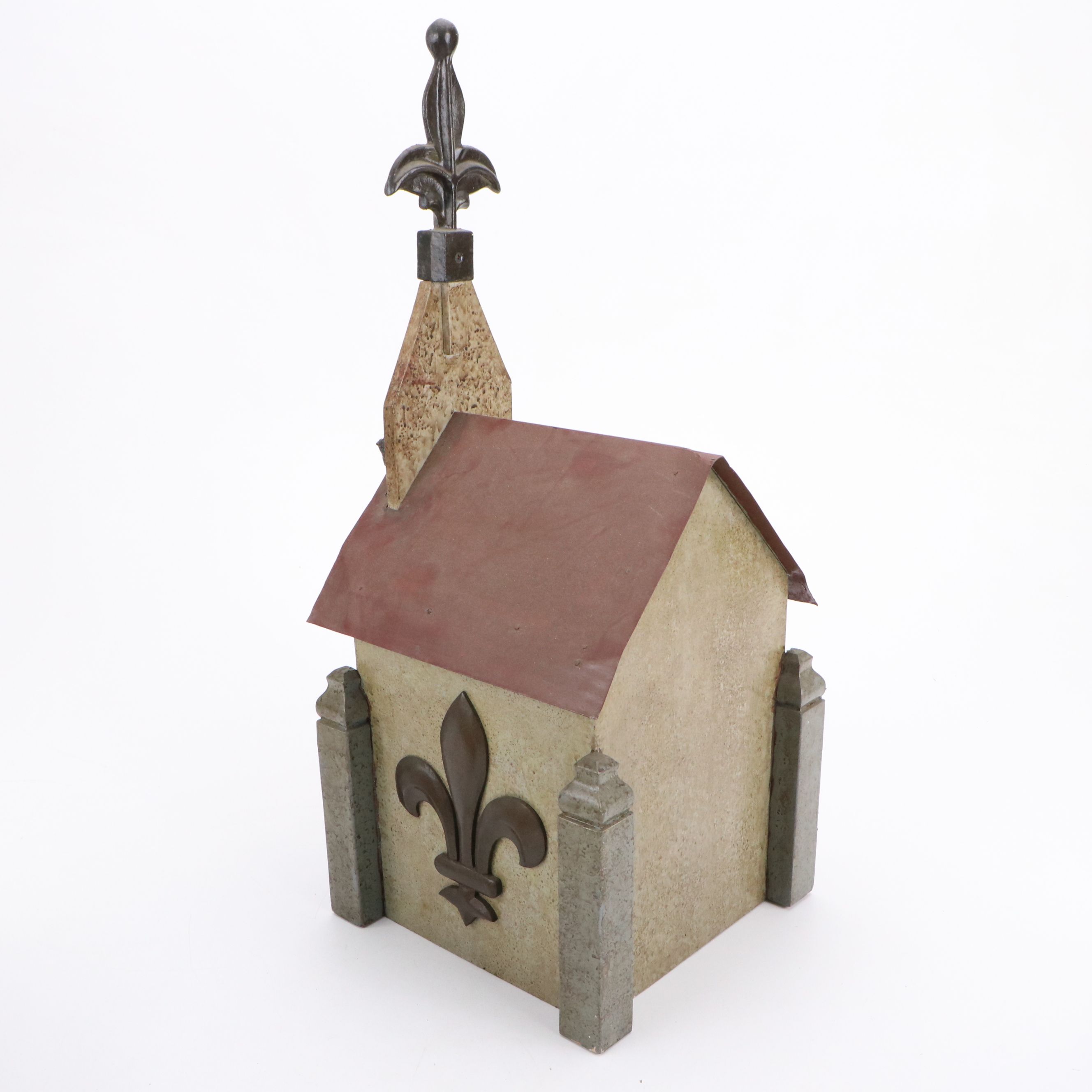 Green Cat, Cathedral and Hand-Painted Wood Birdhouses