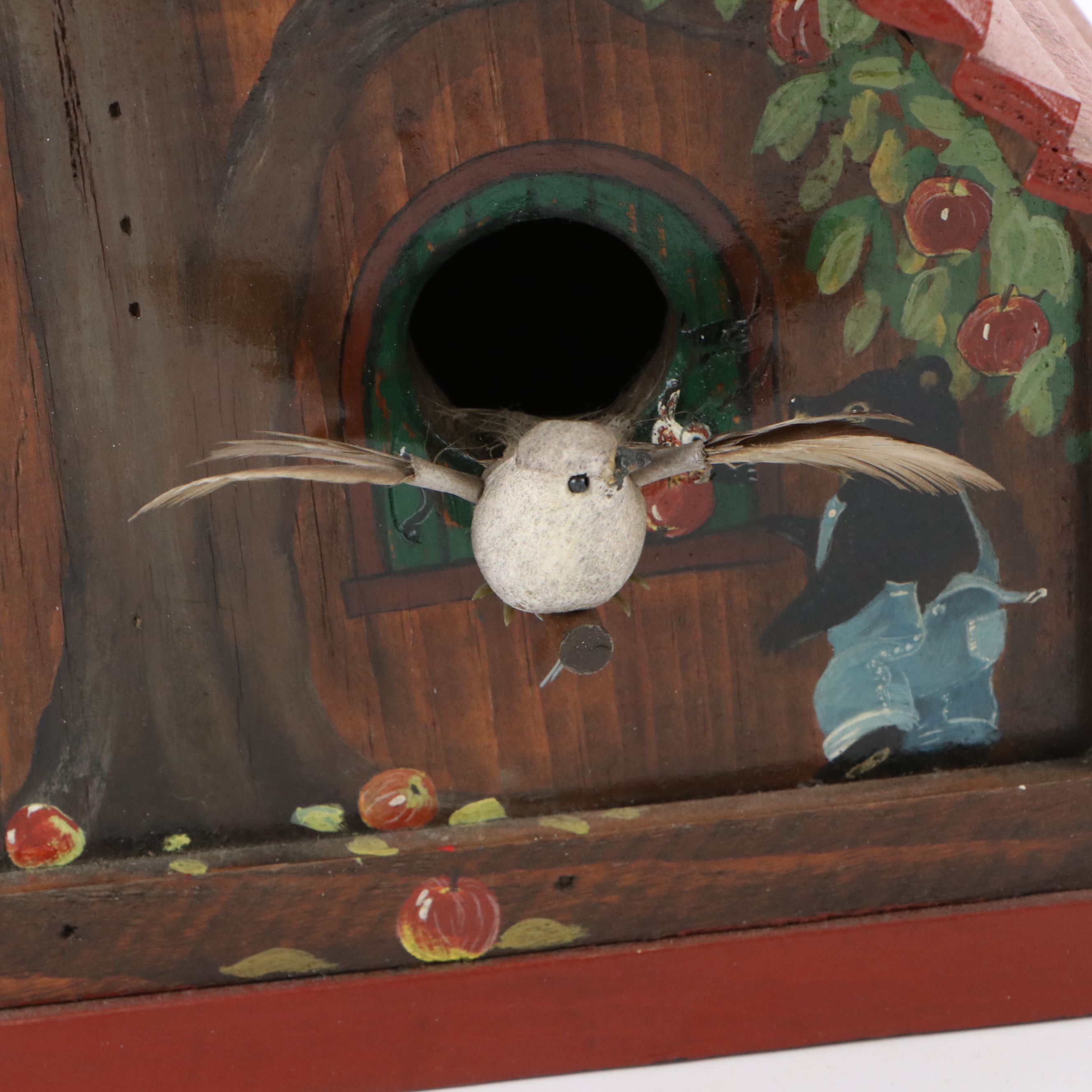 Green Cat, Cathedral and Hand-Painted Wood Birdhouses