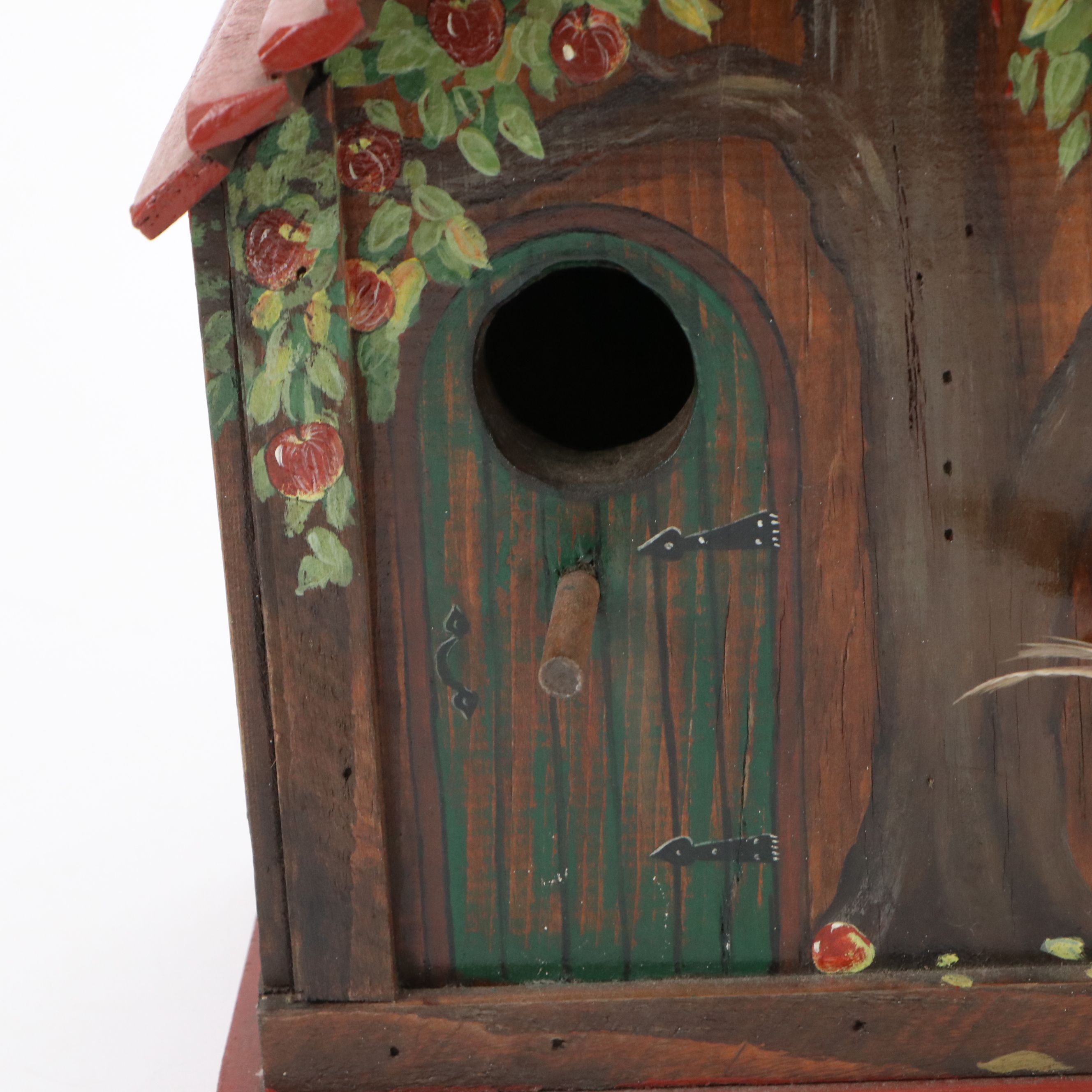 Green Cat, Cathedral and Hand-Painted Wood Birdhouses