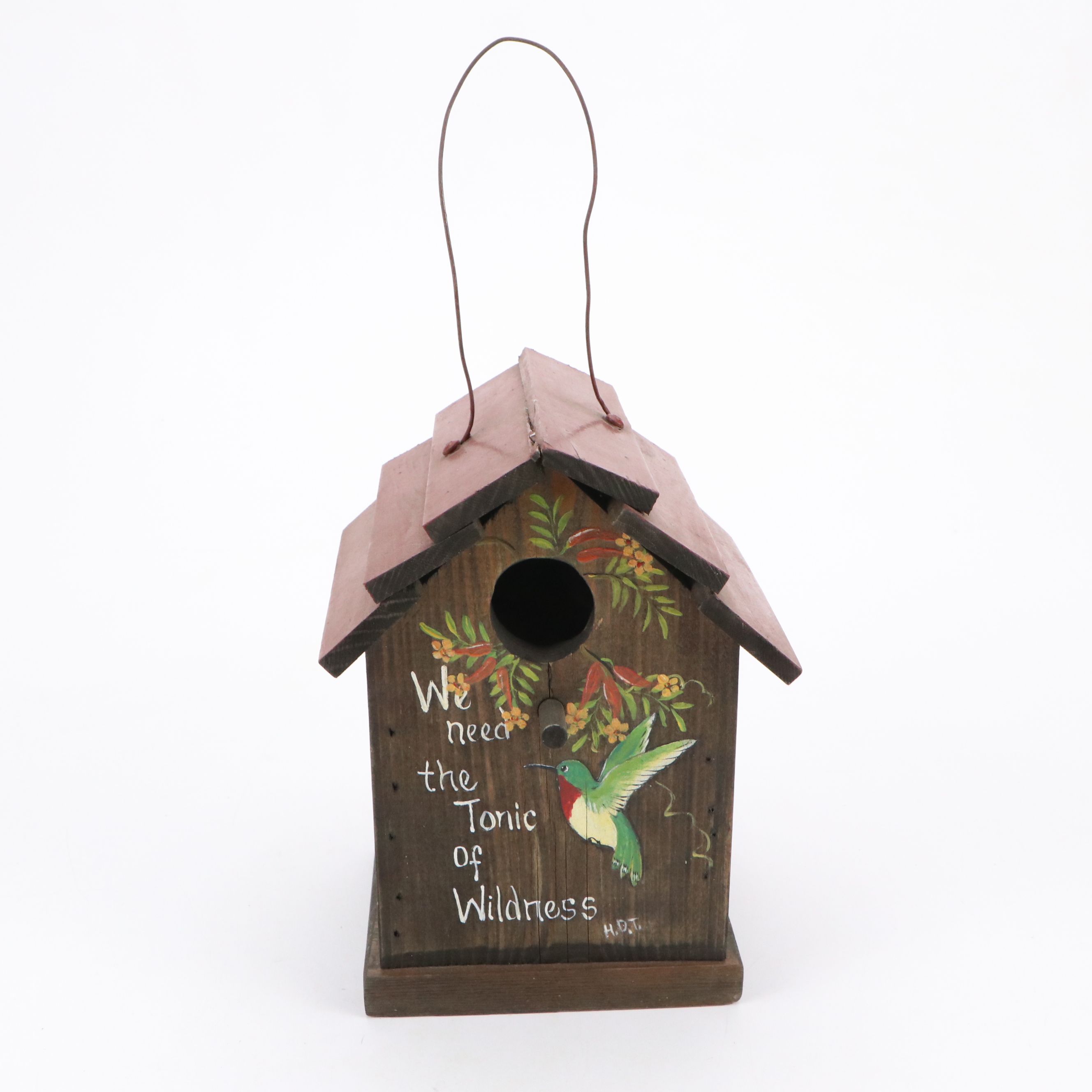 Green Cat, Cathedral and Hand-Painted Wood Birdhouses