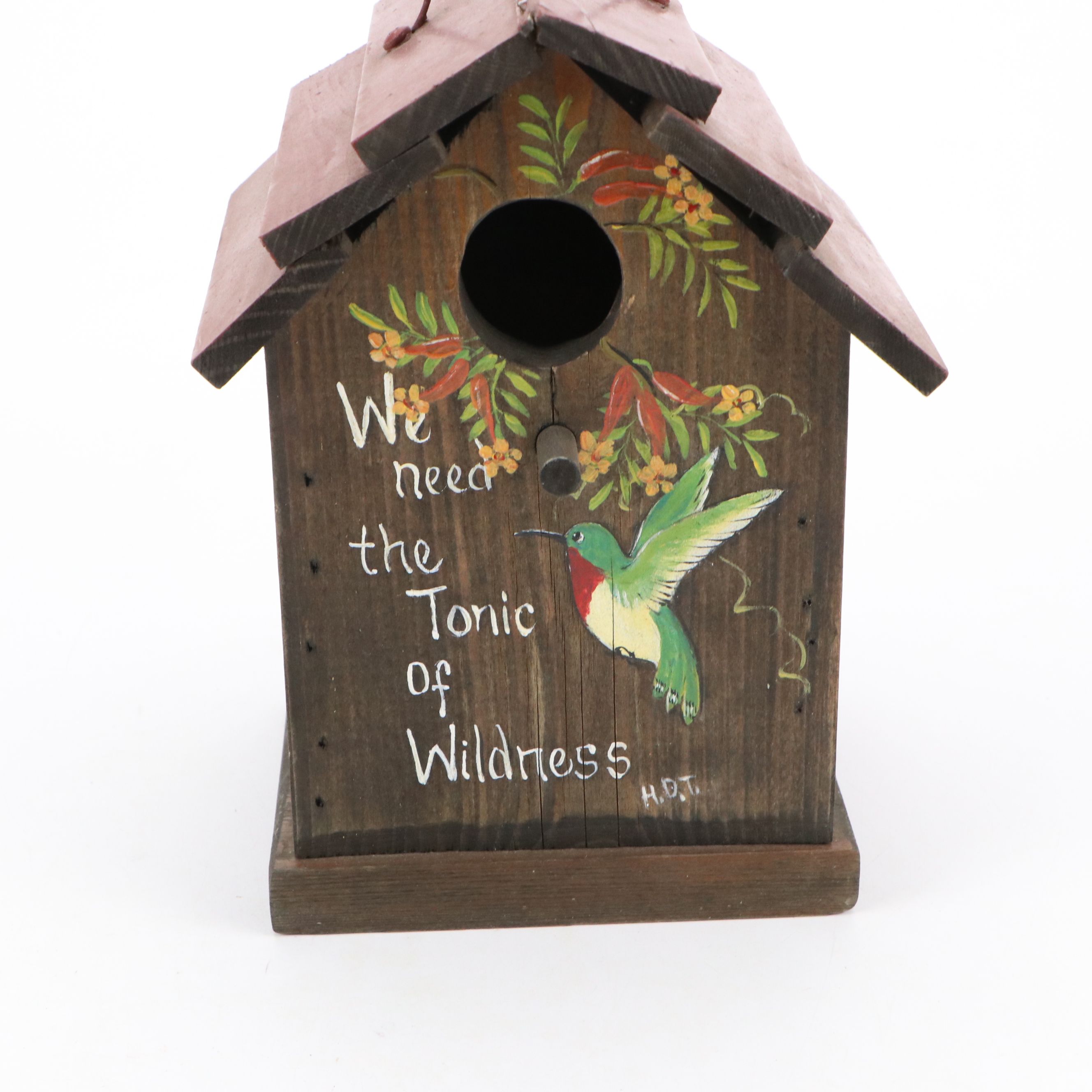 Green Cat, Cathedral and Hand-Painted Wood Birdhouses