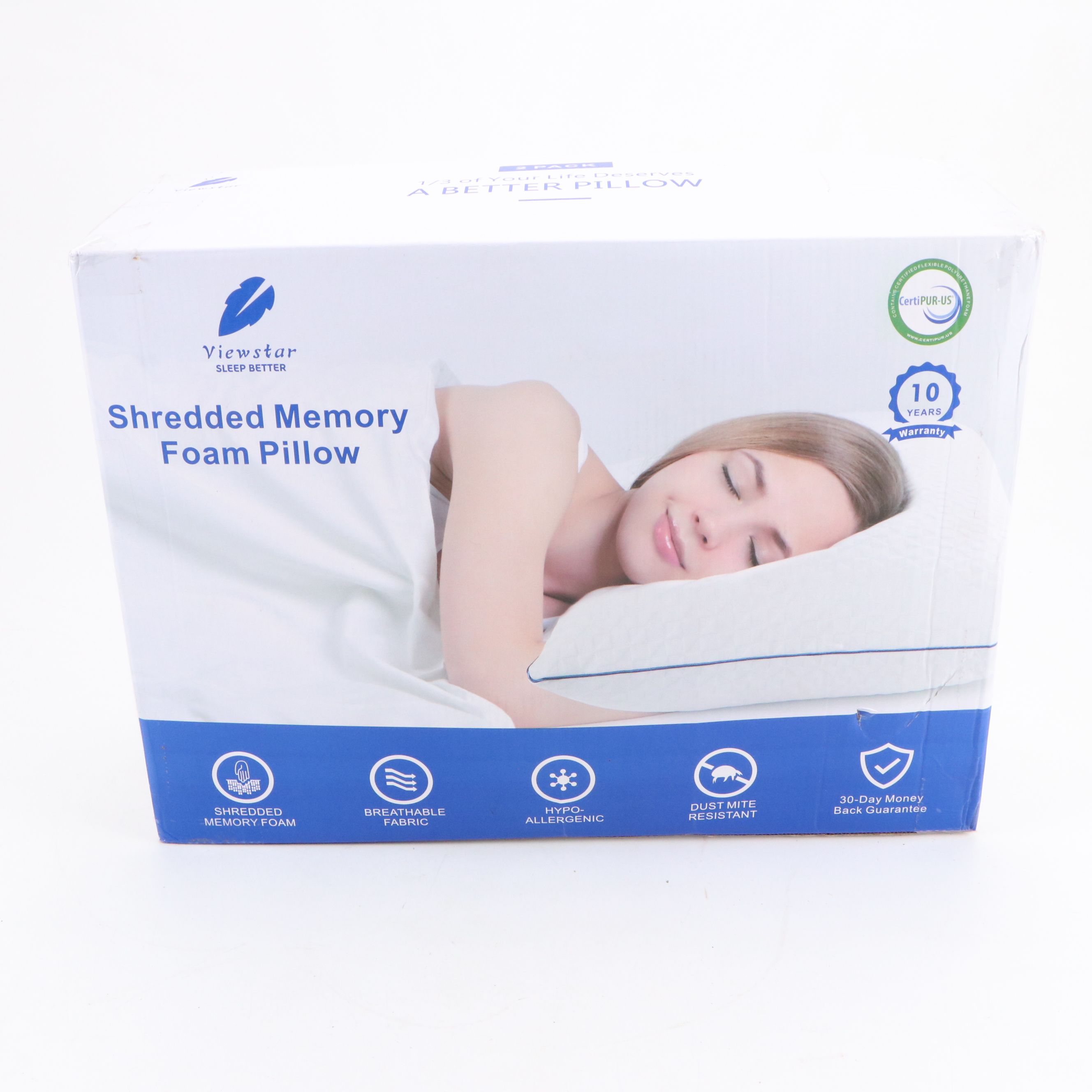 Two Comfy Temp Heating Pads with Viewstar Shredded Memory Foam Pillow