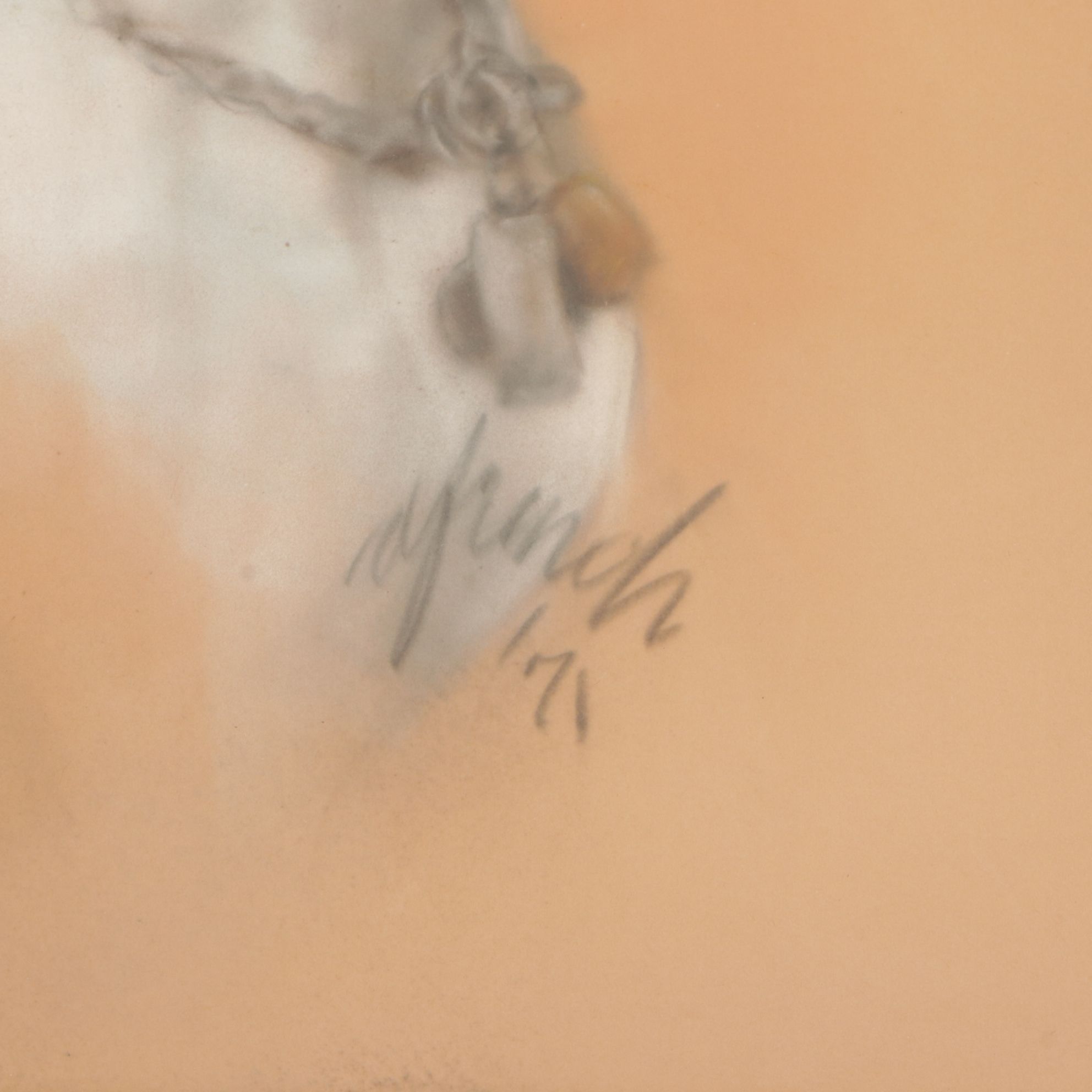 Oil Pastel Portrait Drawing of Seated Boxer Dog, 1971