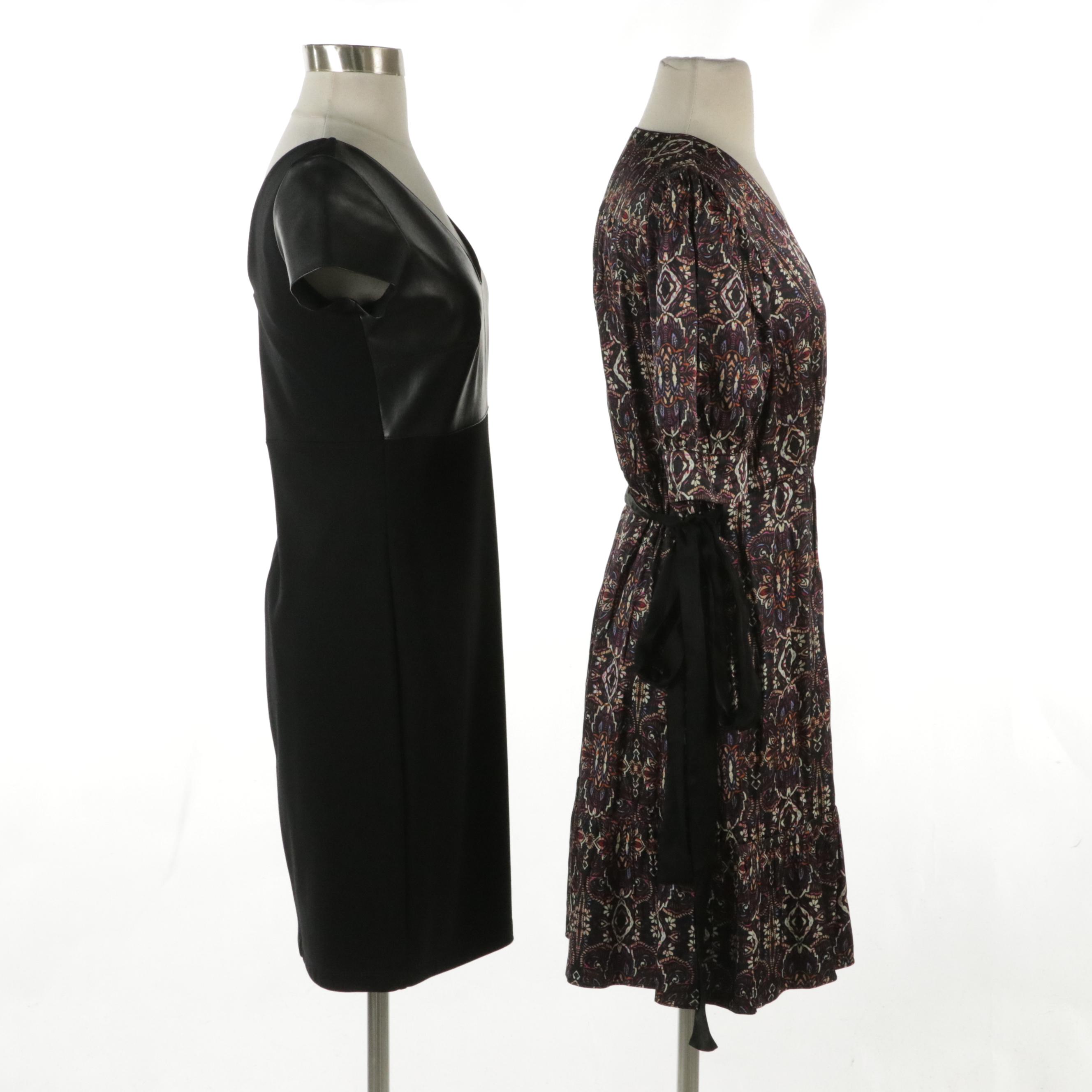 Caballero "Honey on Miami" Floral Silk Wrap Dress, Bailey 44 VNeck Leather Dress