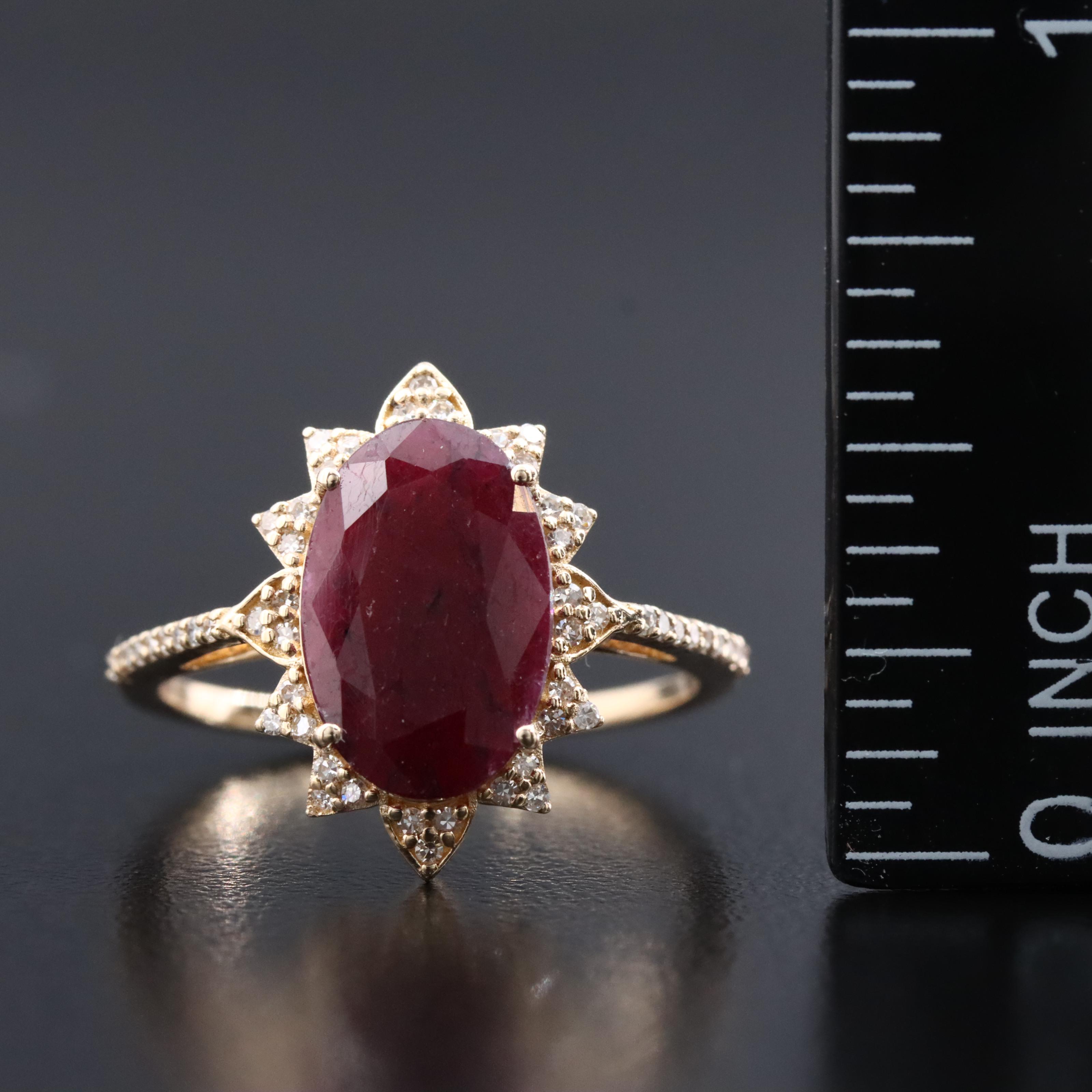 14K 4.22 CT Ruby and Diamond Ring with IGI Jewelry Report